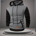 Men’s Color Block Hoodie Sweatshirt - Casual Stitching for Fall/Winter   OAXG Dark Gray / FR S
