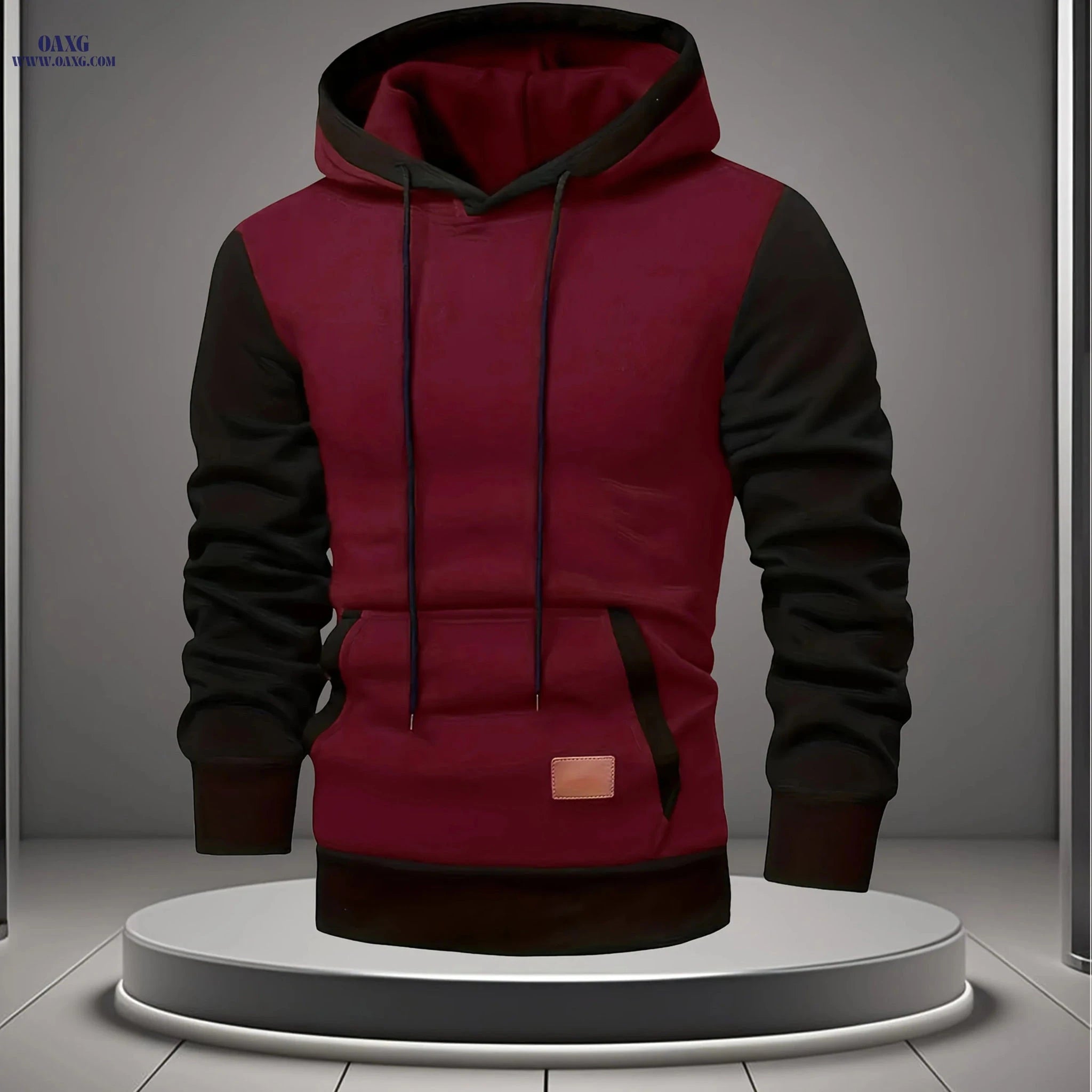 Men’s Color Block Hoodie Sweatshirt - Casual Stitching for Fall/Winter   OAXG Dark Gray / FR S