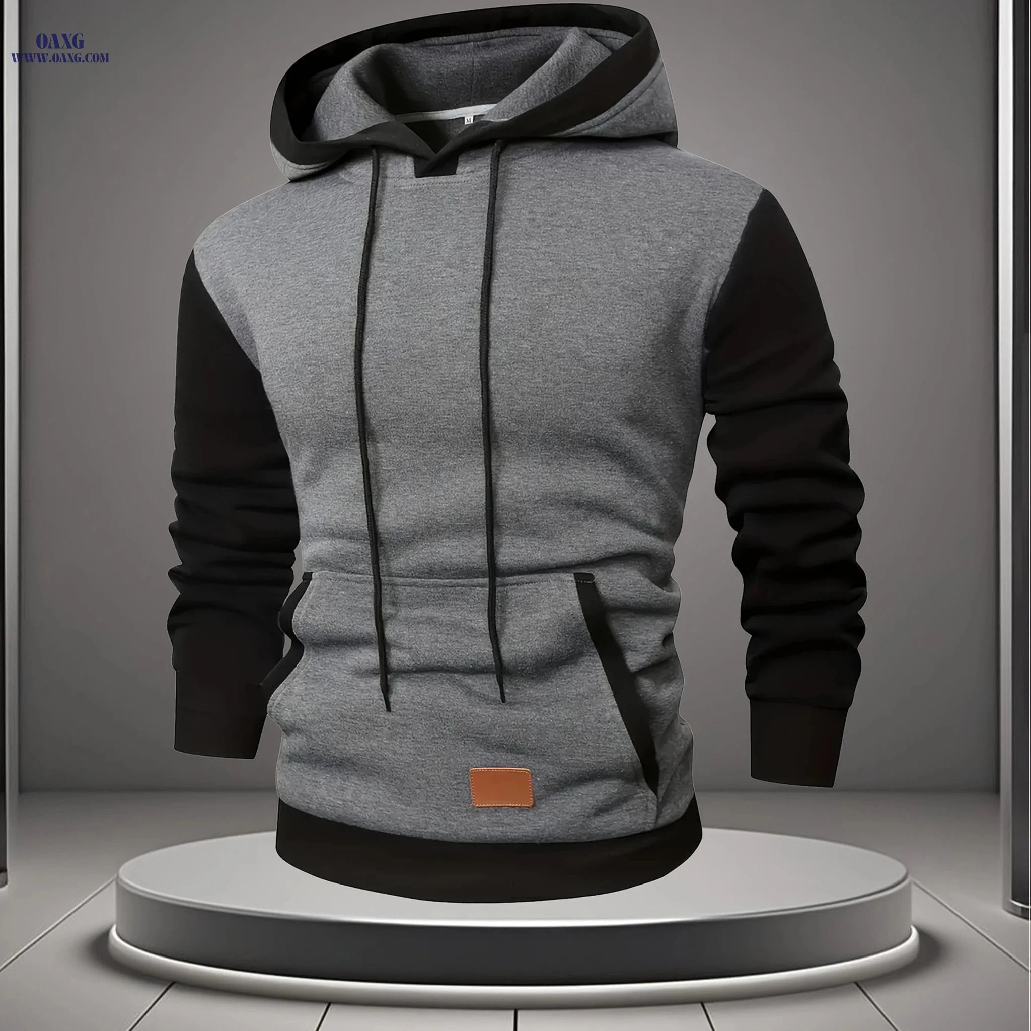 Men’s Color Block Hoodie Sweatshirt - Casual Stitching for Fall/Winter   OAXG 