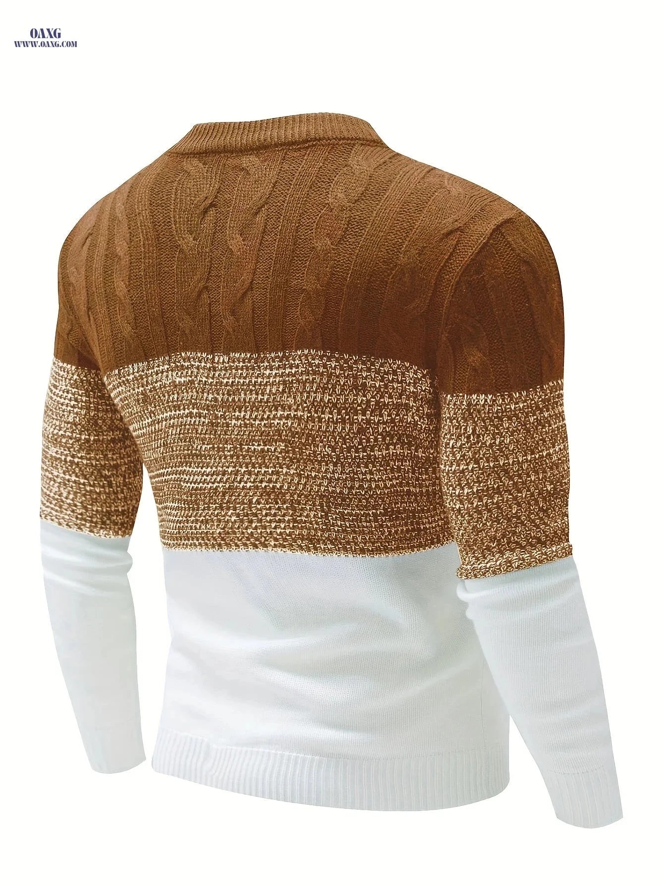 Men's Color Block Pullover - Casual Round Neck, Medium Stretch Fabric   OAXG 