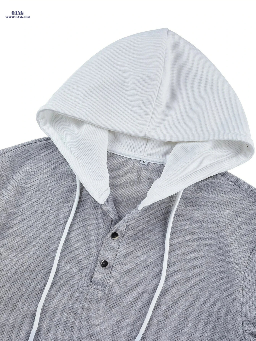 Men's Color-Block Ribbed Hooded Sweatshirt - Cozy Fall/Winter Casual Wear   OAXG Grey / FR XS