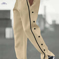 Men's Color-Blocked Casual Pants - Button Placket, Straight Leg Style   OAXG Khaki / FR S