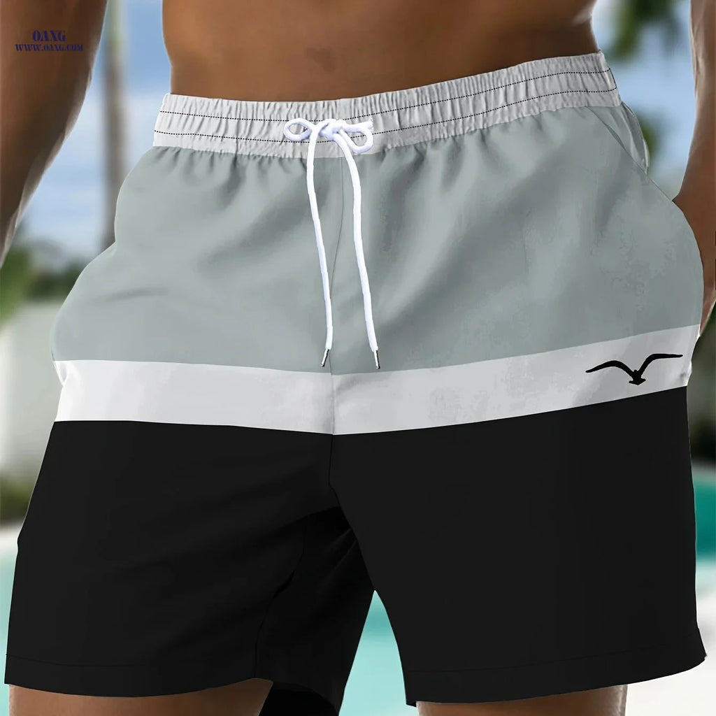 Men's Color-Blocked Drawstring Shorts - Quick-Dry Casual Style   OAXG Mixed Color / FR S