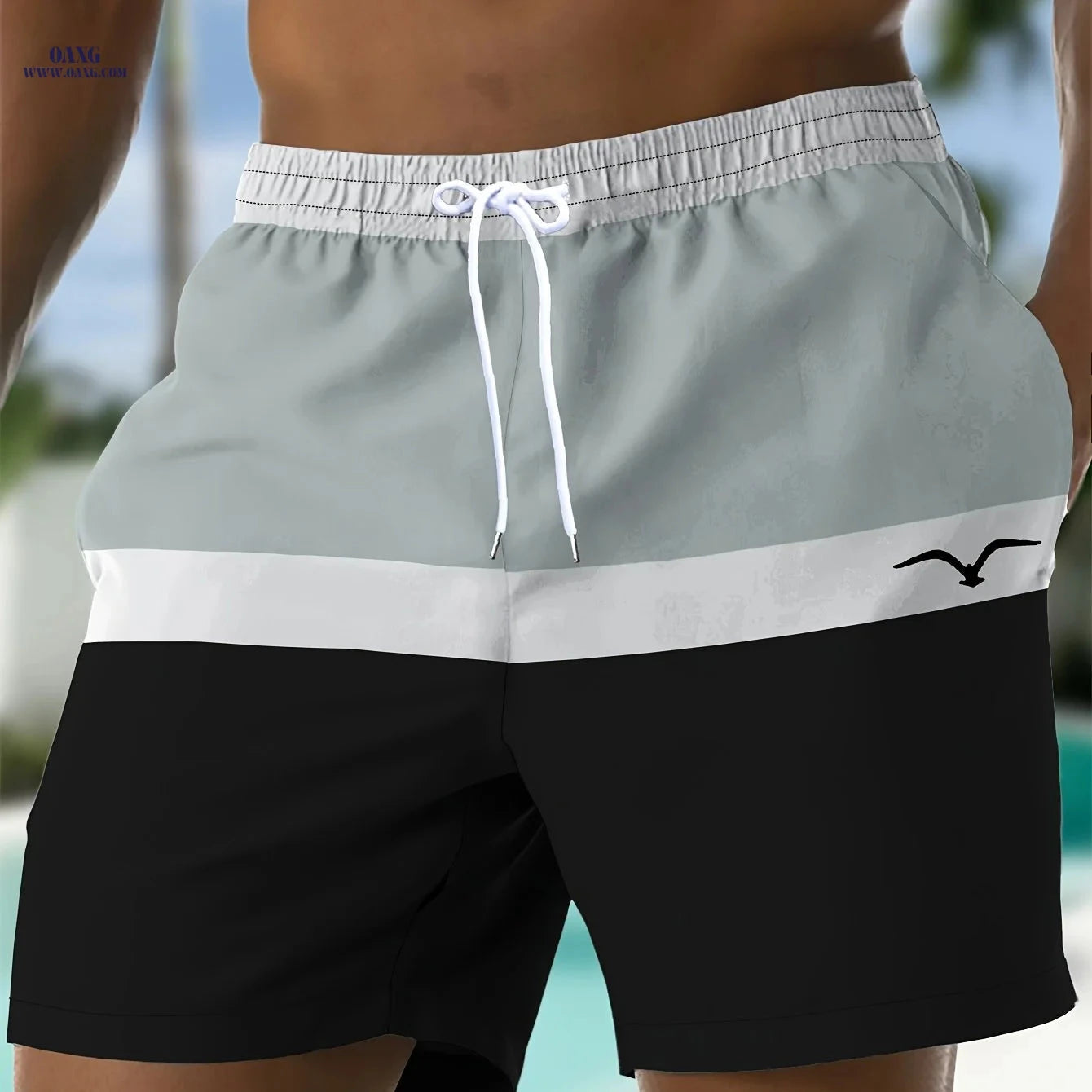 Men's Color-Blocked Drawstring Shorts - Quick-Dry Casual Style   OAXG Mixed Color / FR S
