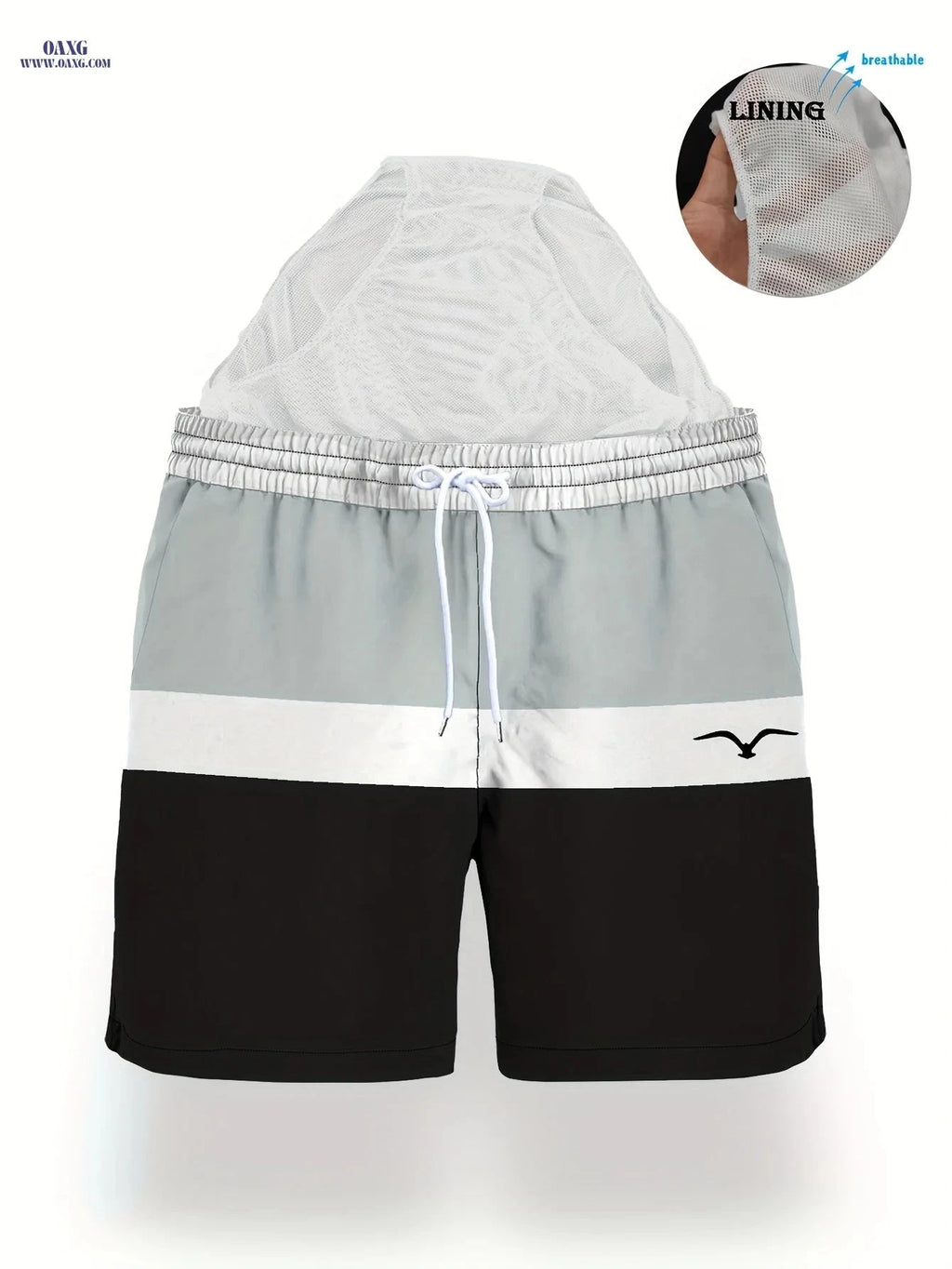 Men's Color-Blocked Drawstring Shorts - Quick-Dry Casual Style   OAXG Mixed Color / FR S