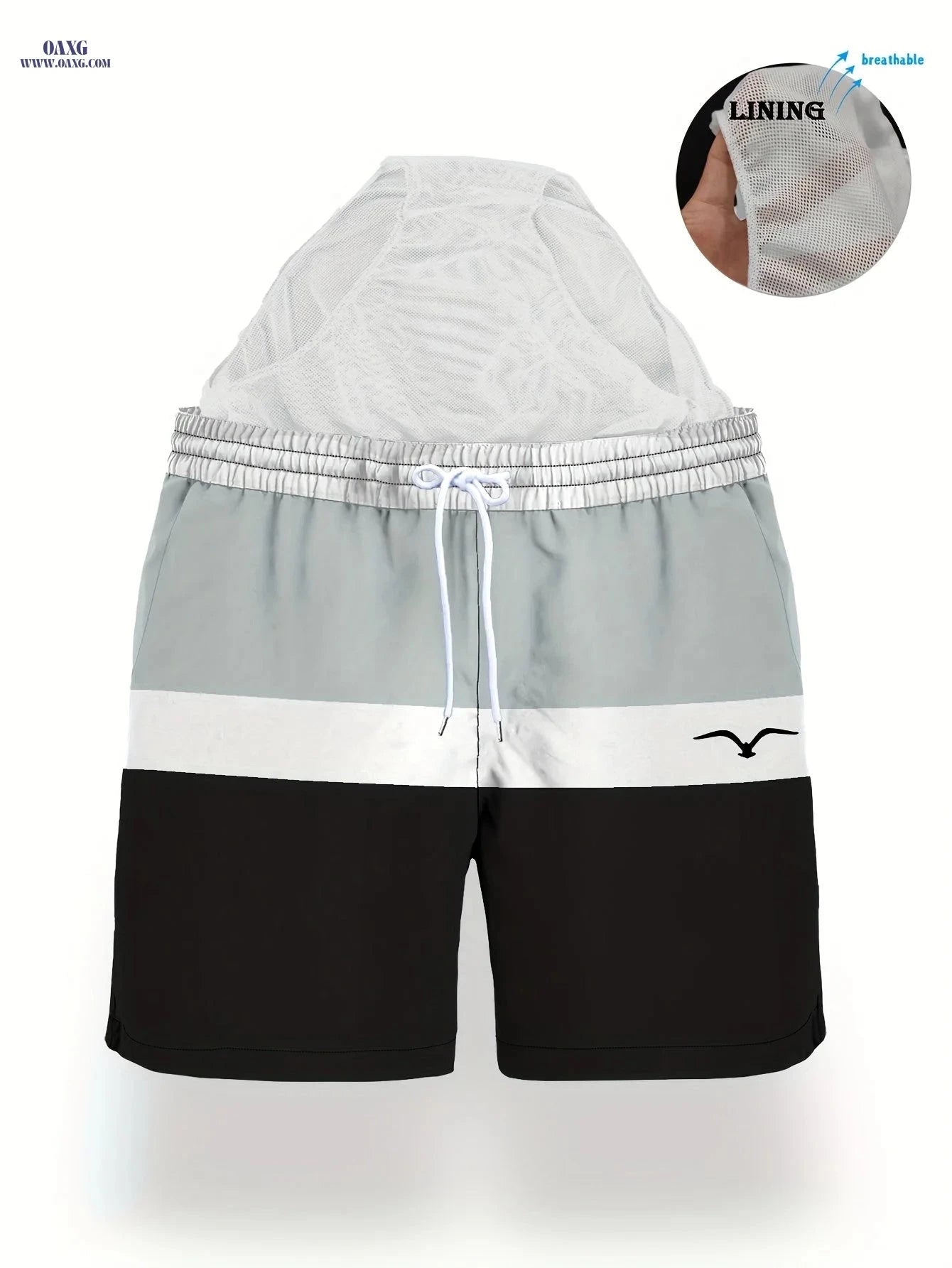 Men's Color-Blocked Drawstring Shorts - Quick-Dry Casual Style   OAXG Mixed Color / FR S
