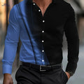 Men's Colorblock Formal Button-Up Shirt - Casual Weekend Style   OAXG Blue / FR S