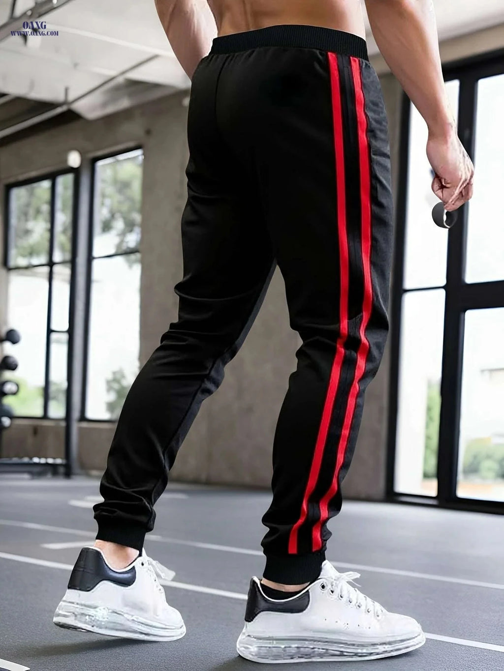 Men's Comfort Fit Color Block Joggers - Elastic Waist, Perfect for Sports   OAXG Black / S