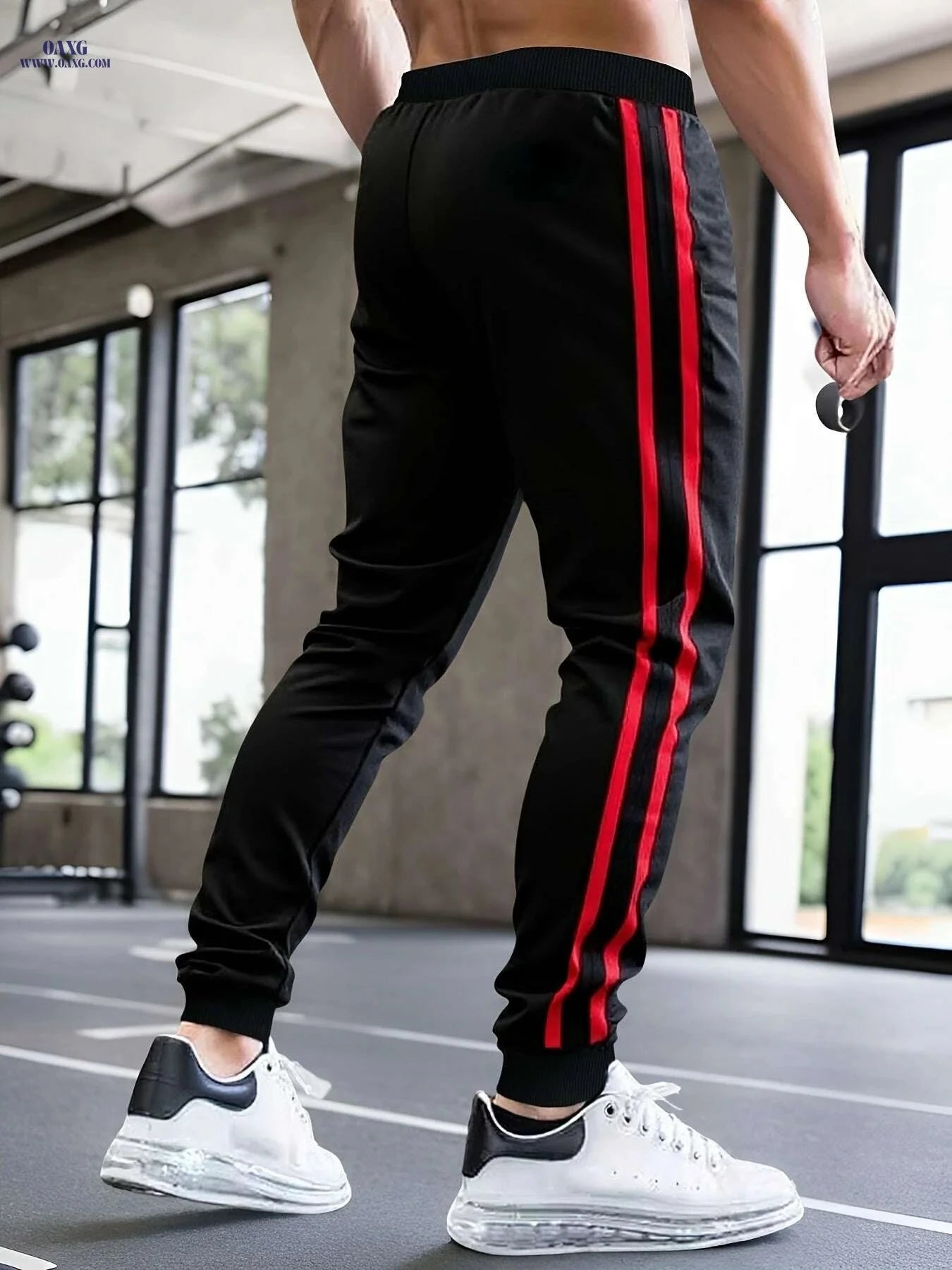 Men's Comfort Fit Color Block Joggers - Elastic Waist, Perfect for Sports   OAXG Black / S
