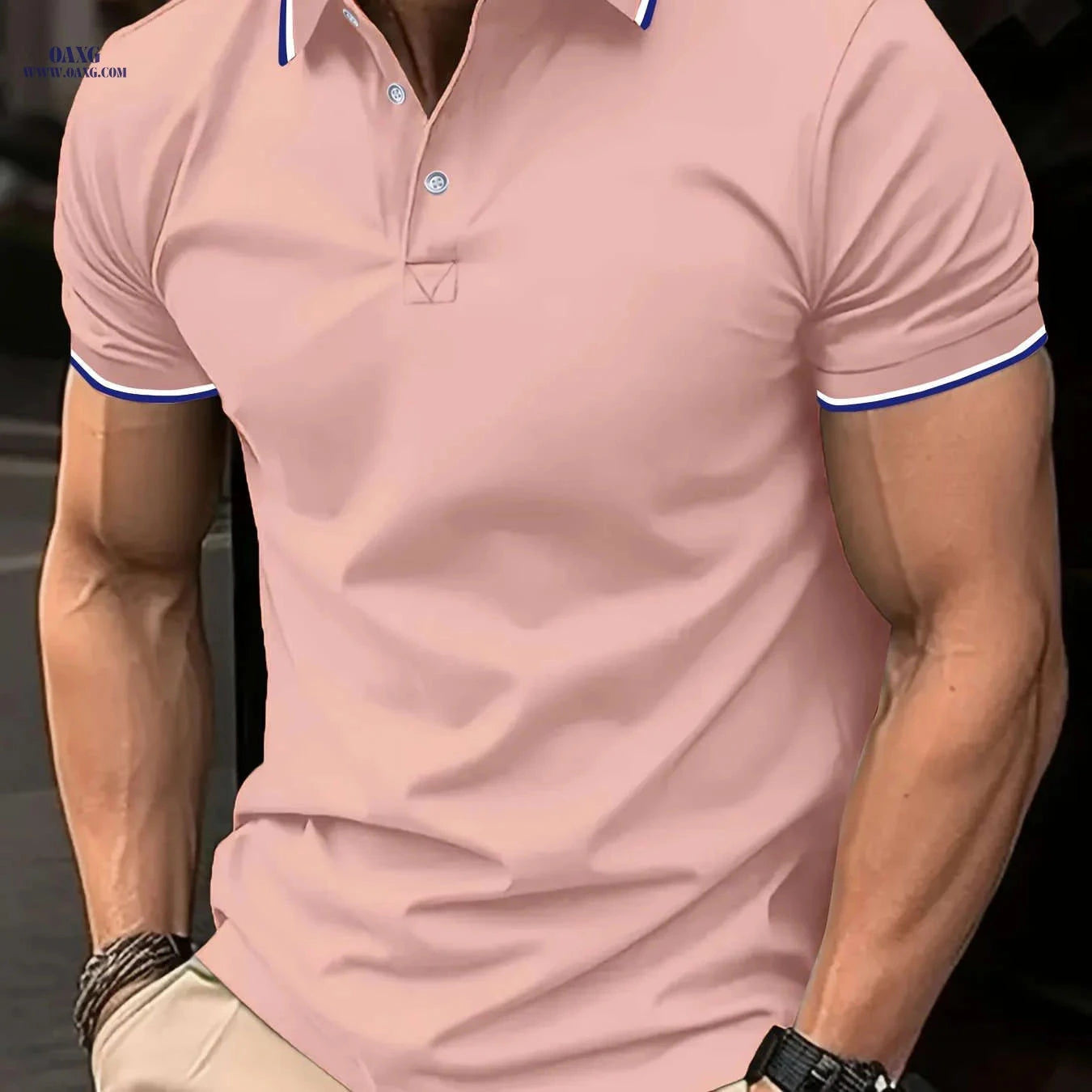 Men's Comfortable Polo Shirt - Classic Short Sleeve, Solid Color   OAXG Grey / FR XS