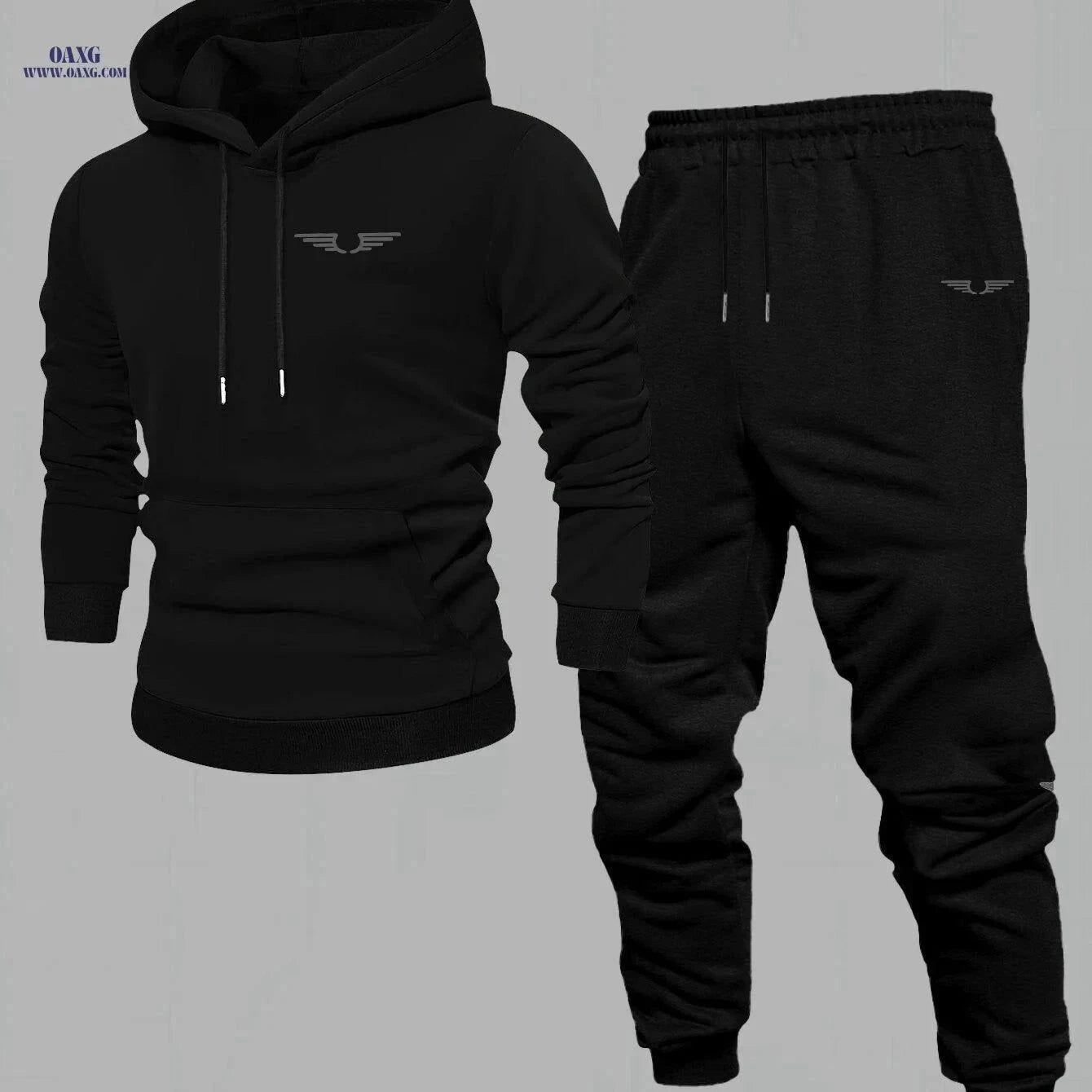 Men's Comfortable Velvet Lined Hoodie Pants Set - Casual Fall Style   OAXG Black / FR S