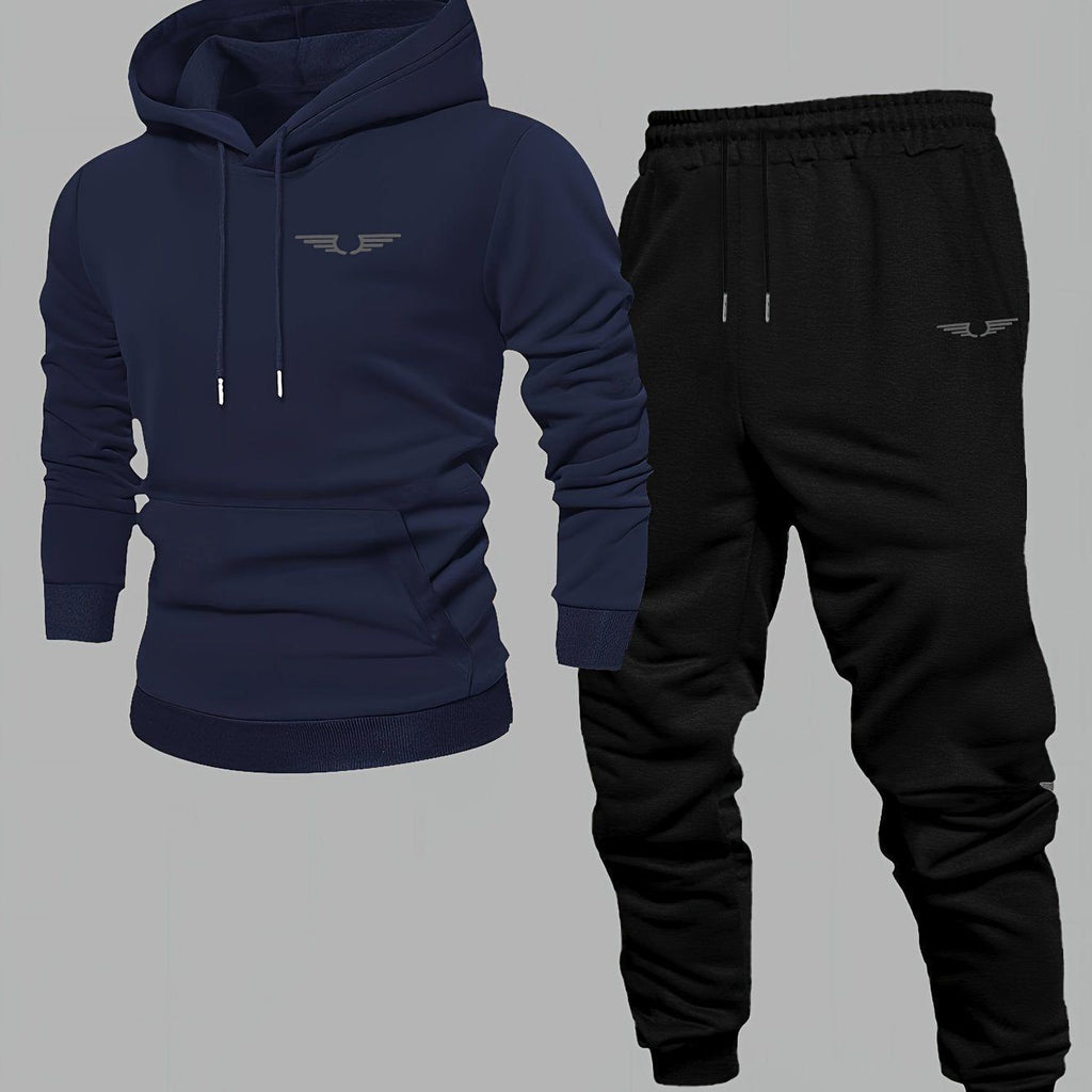 Men's Comfortable Velvet Lined Hoodie Pants Set - Casual Fall Style   OAXG Black / FR S