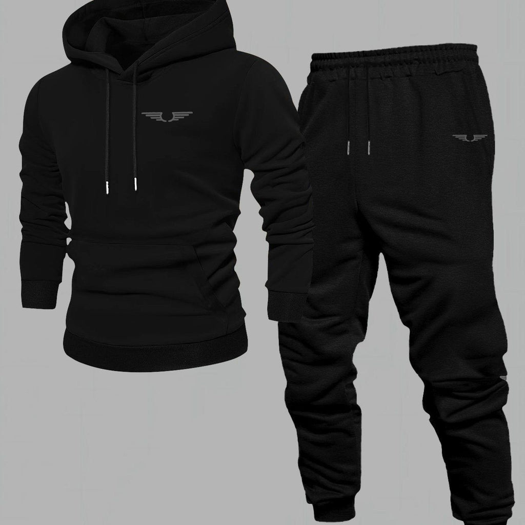 Men's Comfortable Velvet Lined Hoodie Pants Set - Casual Fall Style   OAXG Black / FR S