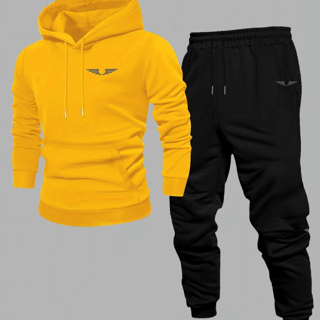 Men's Comfortable Velvet Lined Hoodie Pants Set - Casual Fall Style   OAXG Black / FR S