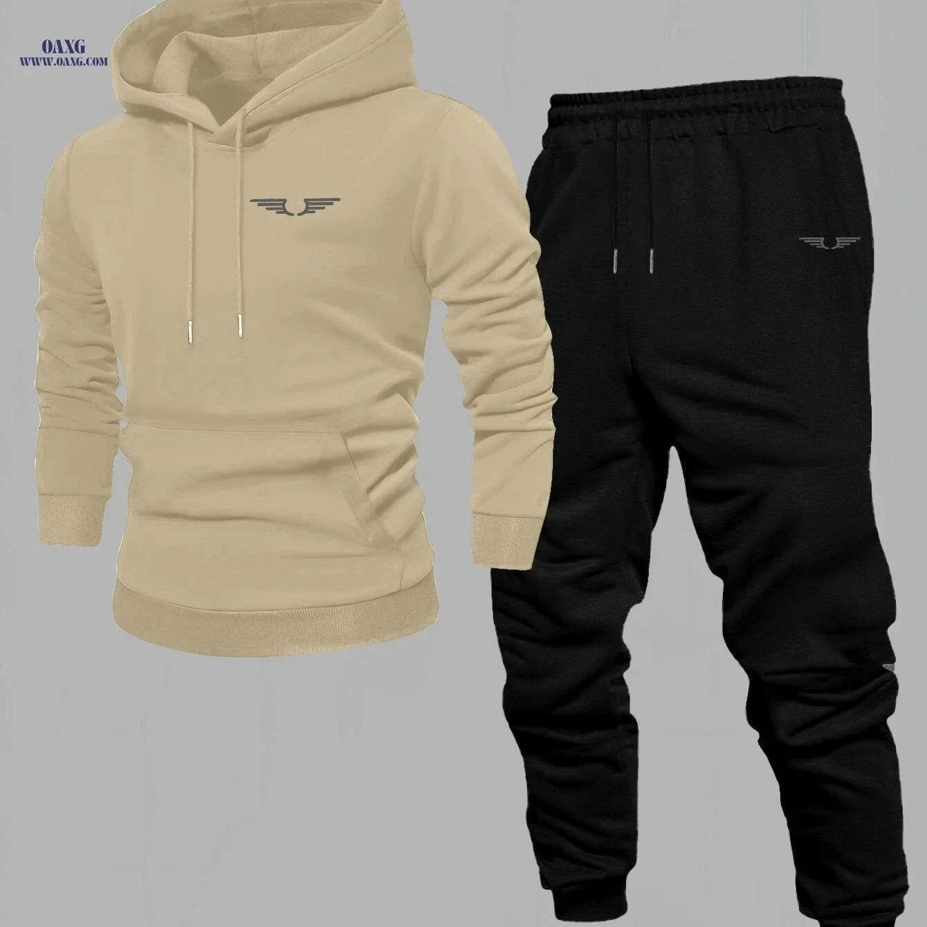 Men's Comfortable Velvet Lined Hoodie Pants Set - Casual Fall Style   OAXG Black / FR S