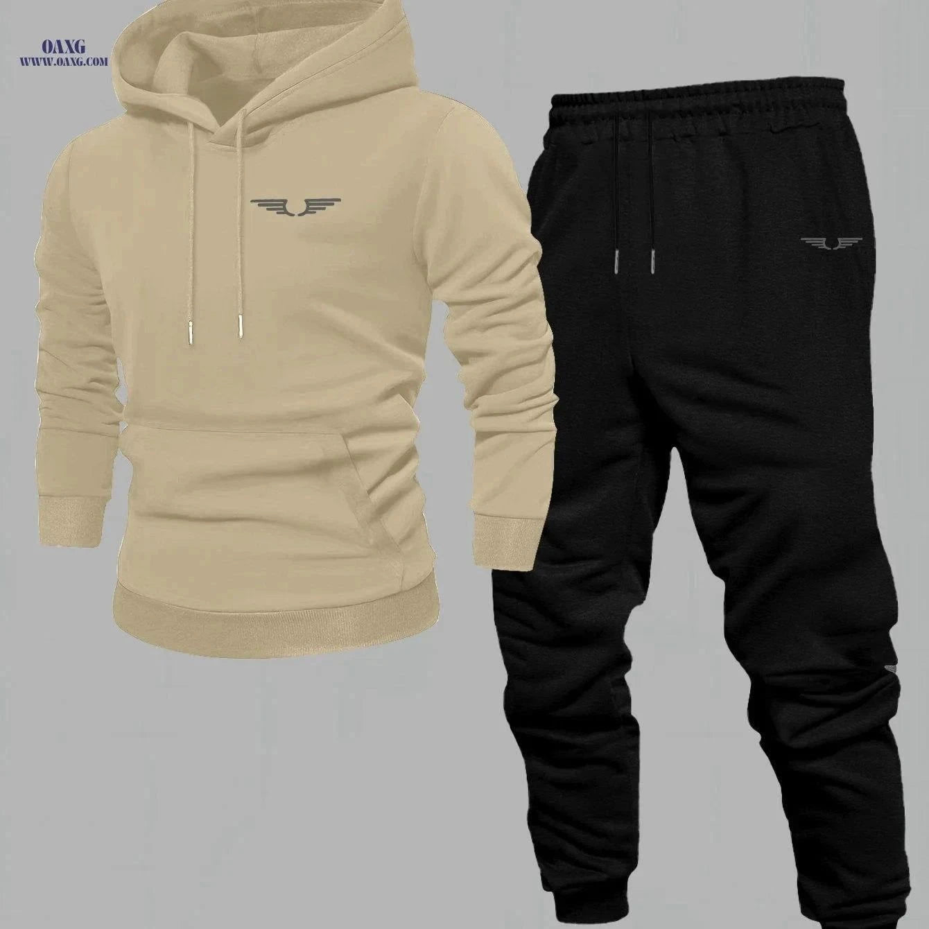 Men's Comfortable Velvet Lined Hoodie Pants Set - Casual Fall Style   OAXG Black / FR S
