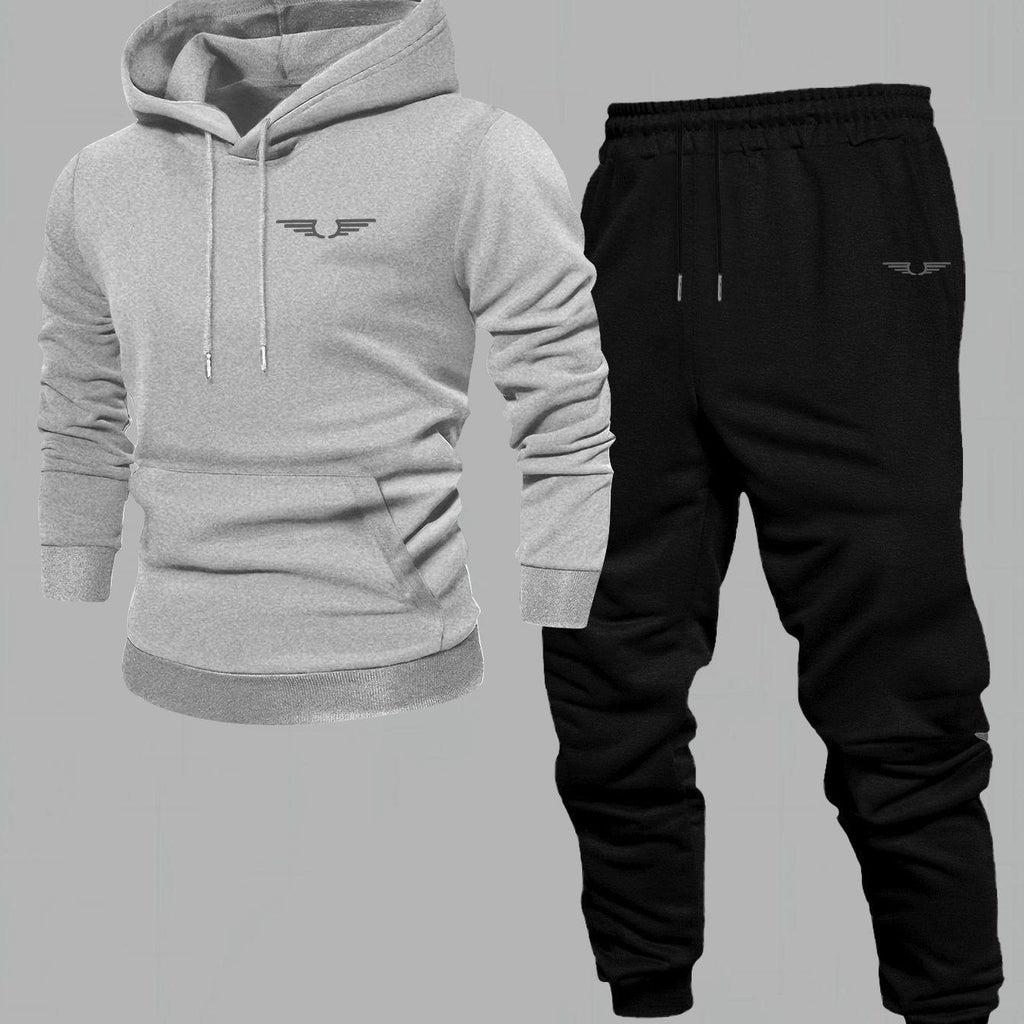 Men's Comfortable Velvet Lined Hoodie Pants Set - Casual Fall Style   OAXG Black / FR S