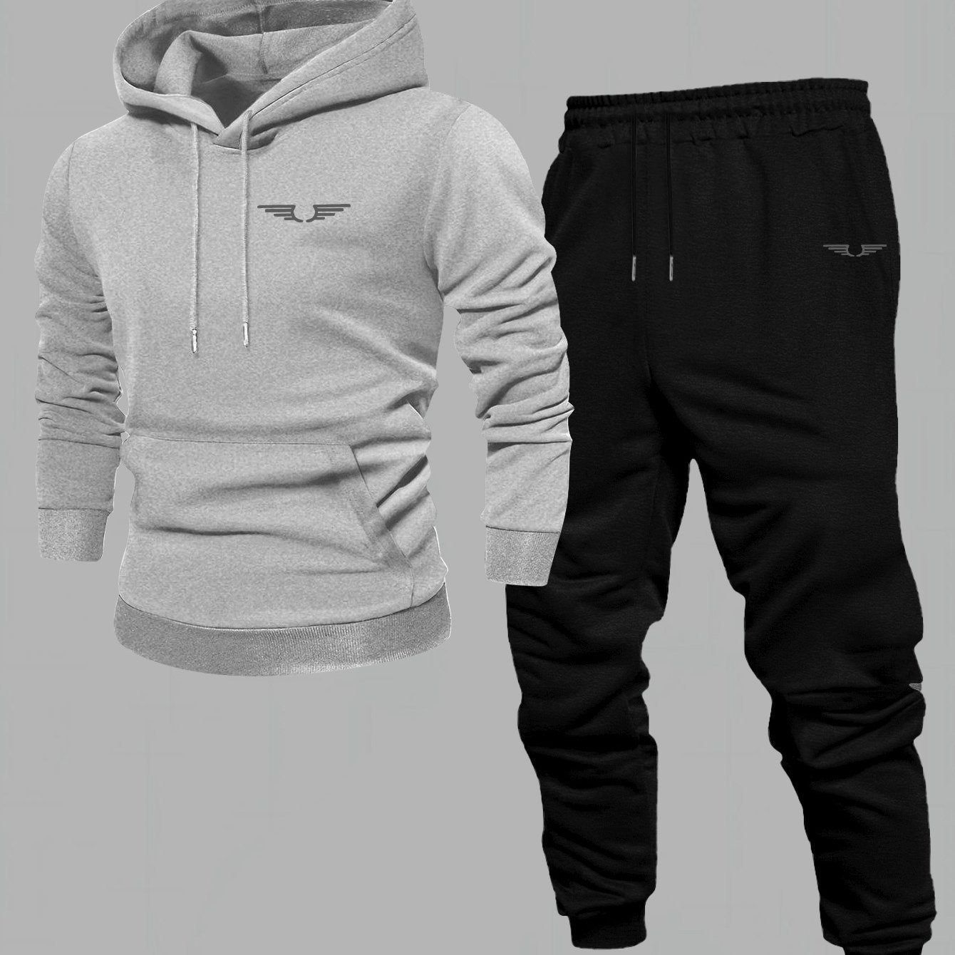 Men's Comfortable Velvet Lined Hoodie Pants Set - Casual Fall Style   OAXG Black / FR S