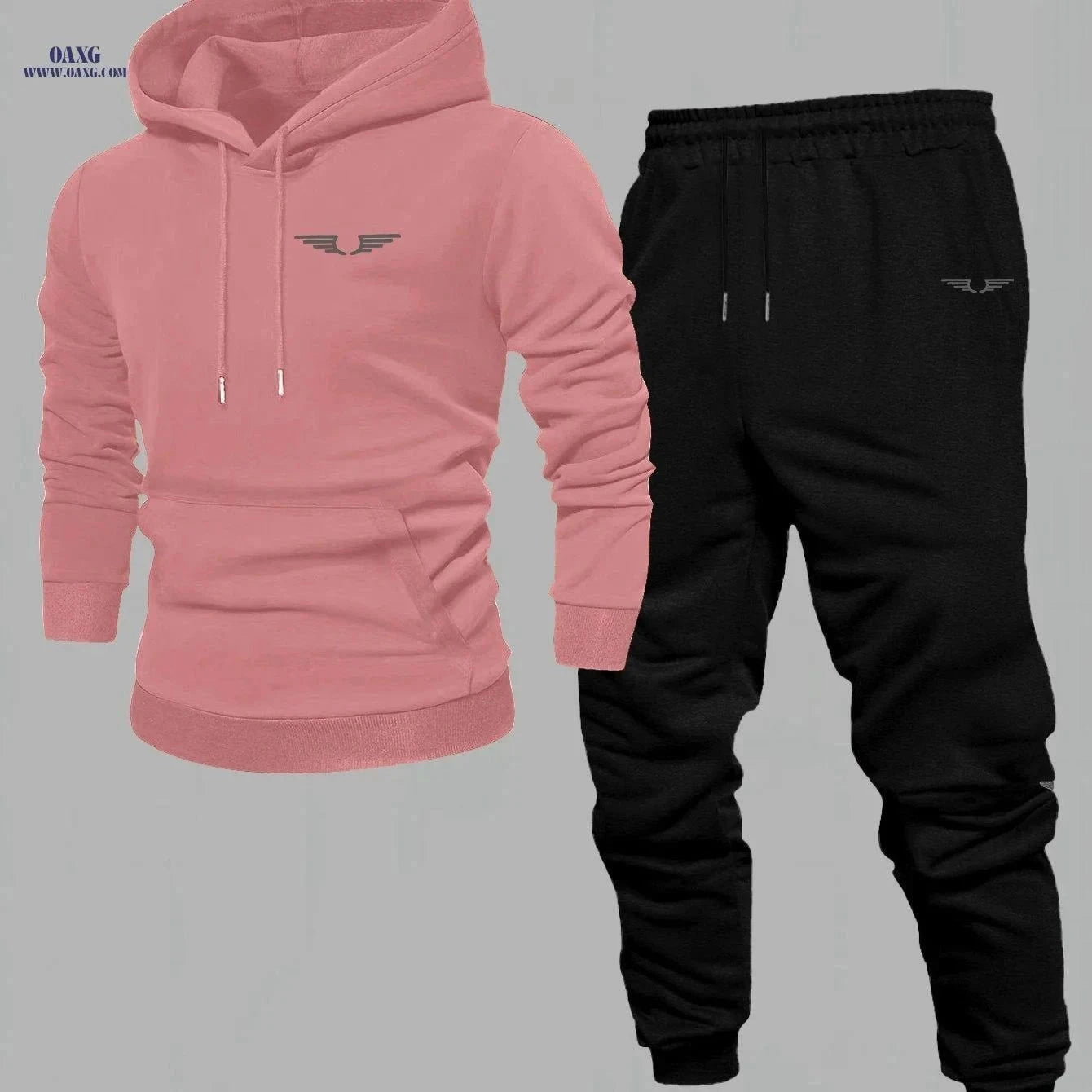 Men's Comfortable Velvet Lined Hoodie Pants Set - Casual Fall Style   OAXG Black / FR S