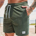 Men's Corduroy Casual Shorts - Drawstring, Pockets, Solid Colors   OAXG Army Green / FR S