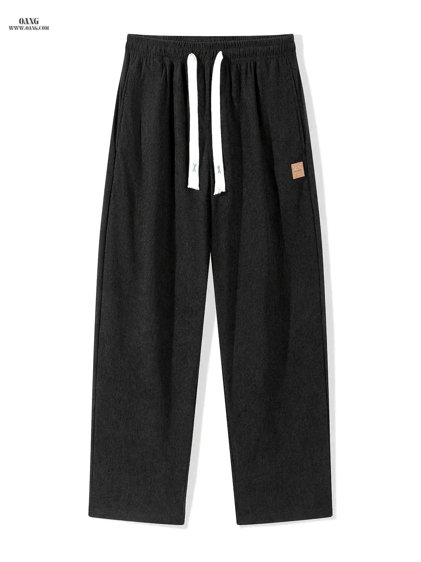 Men's Corduroy Sweatpants - Loose Fit, Casual Black & White Design   OAXG Black / S