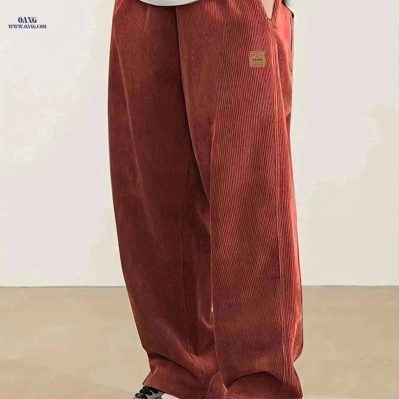 Men's Corduroy Sweatpants - Loose Fit, Casual Black & White Design   OAXG Black / S