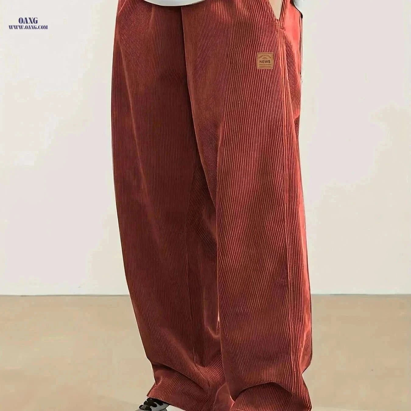Men's Corduroy Sweatpants - Loose Fit, Casual Black & White Design   OAXG Black / S
