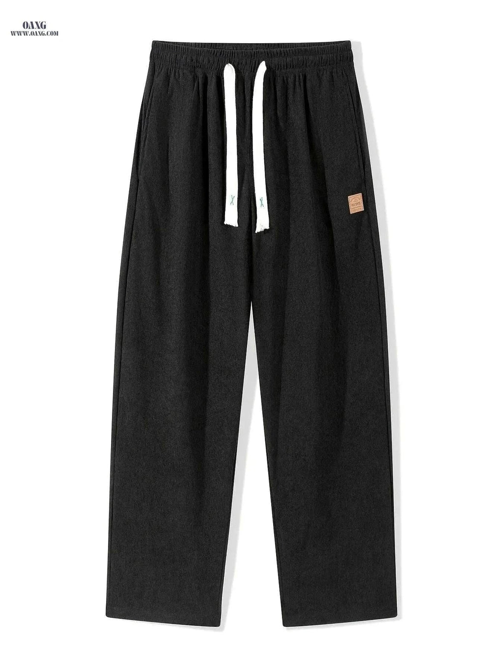 Men's Corduroy Sweatpants - Loose Fit, Casual Black & White Design   OAXG Black / S