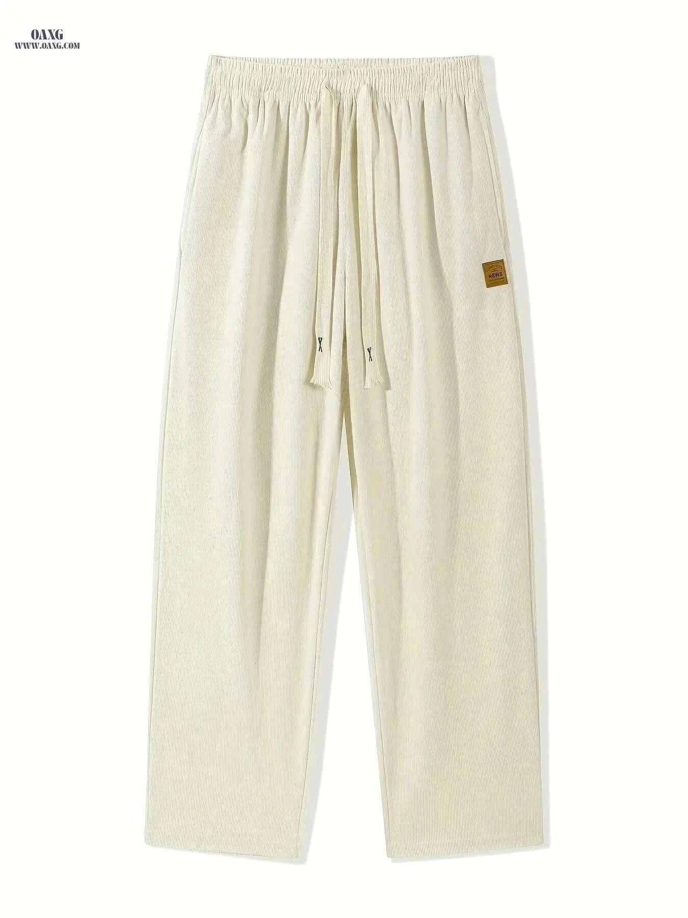Men's Corduroy Sweatpants - Loose Fit, Casual Black & White Design   OAXG Black / S