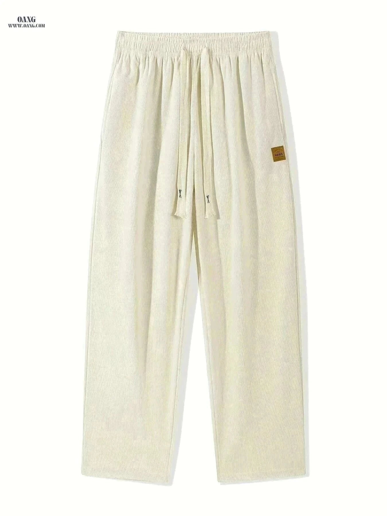 Men's Corduroy Sweatpants - Loose Fit, Casual Black & White Design   OAXG Black / S