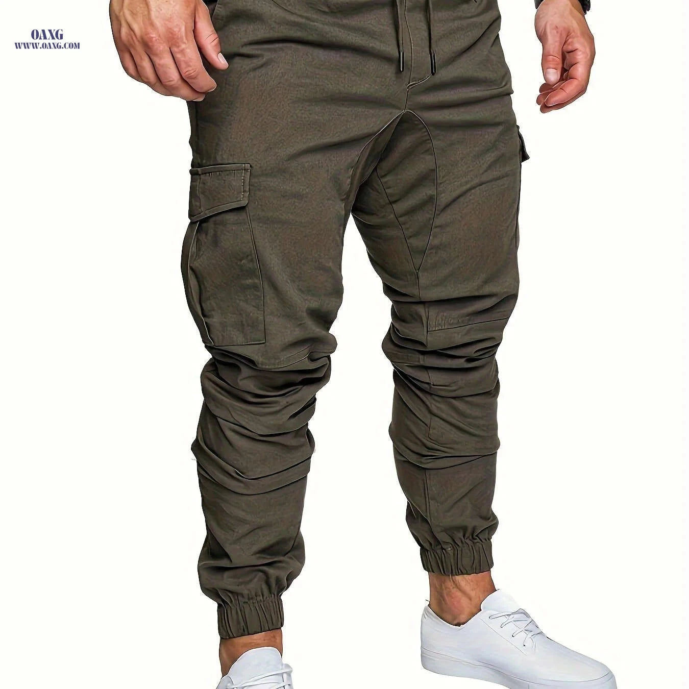 Men's Cotton Slim-Fit Cargo Pants - Breathable, Durable Drawstring Design   OAXG 