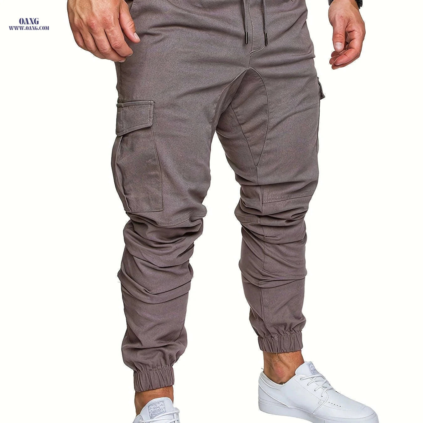 Men's Cotton Slim-Fit Cargo Pants - Breathable, Durable Drawstring Design   OAXG 