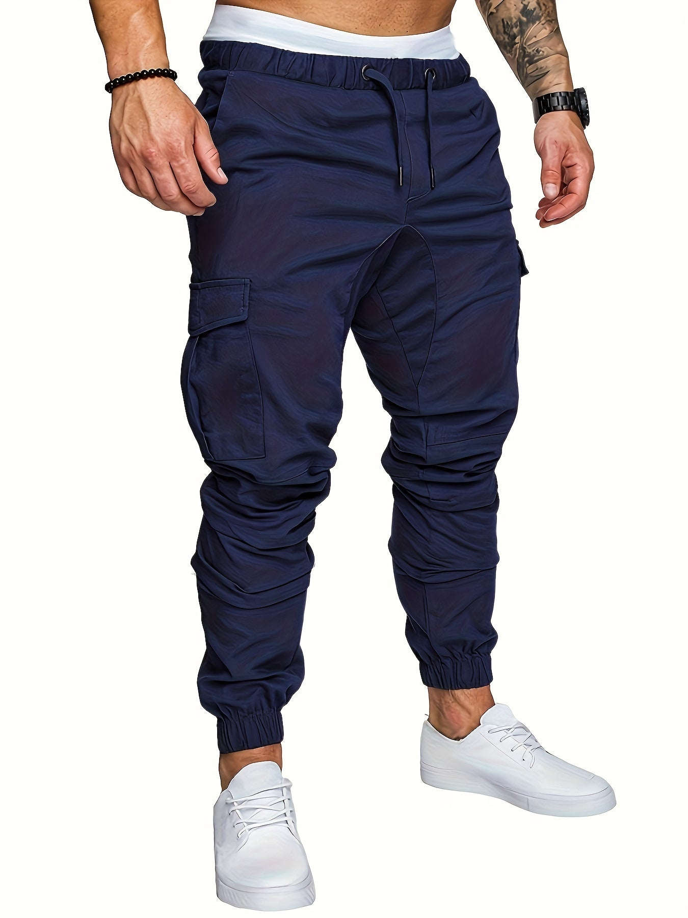 Men's Cotton Slim-Fit Cargo Pants - Breathable, Durable Drawstring Design   OAXG 