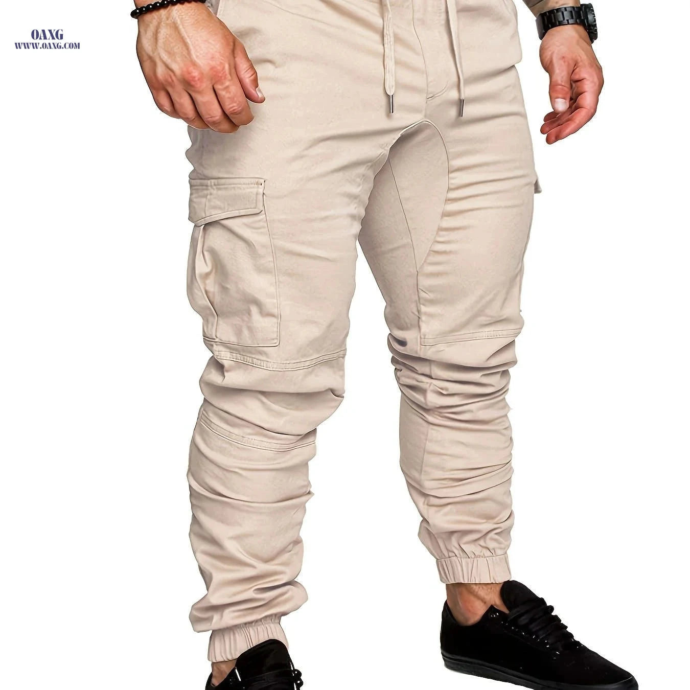 Men's Cotton Slim-Fit Cargo Pants - Breathable, Durable Drawstring Design   OAXG 