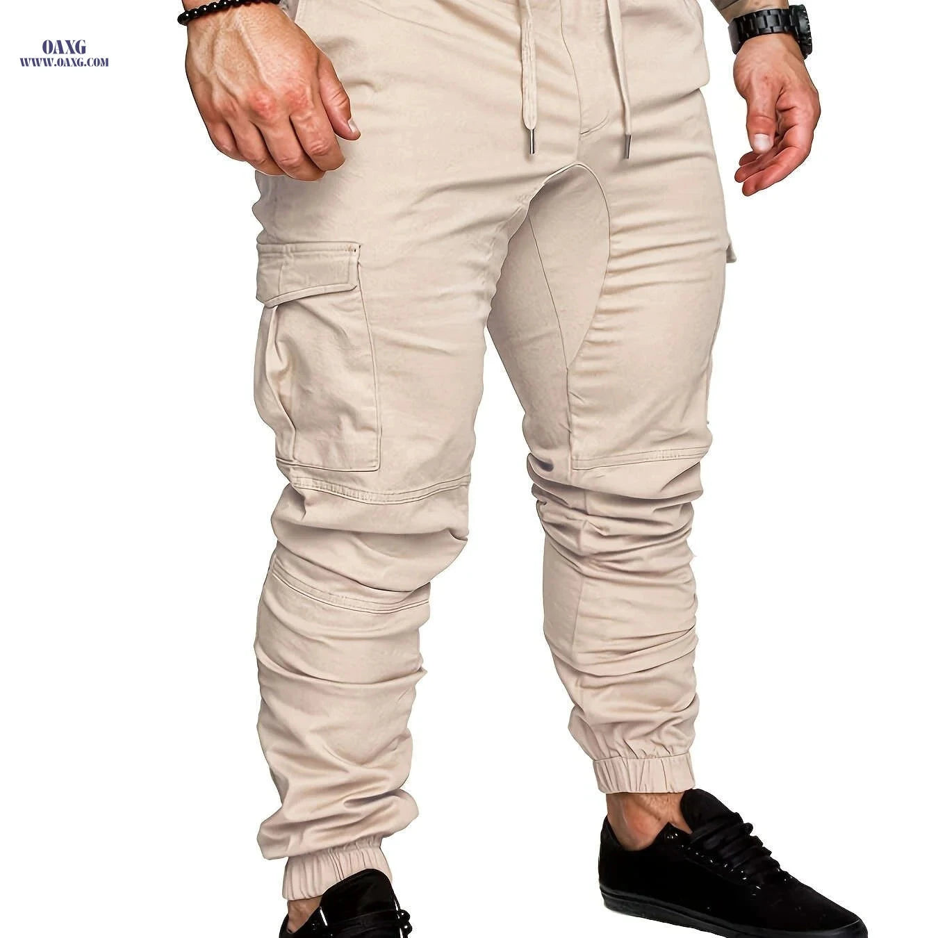 Men's Cotton Slim-Fit Cargo Pants - Breathable, Durable Drawstring Design   OAXG 