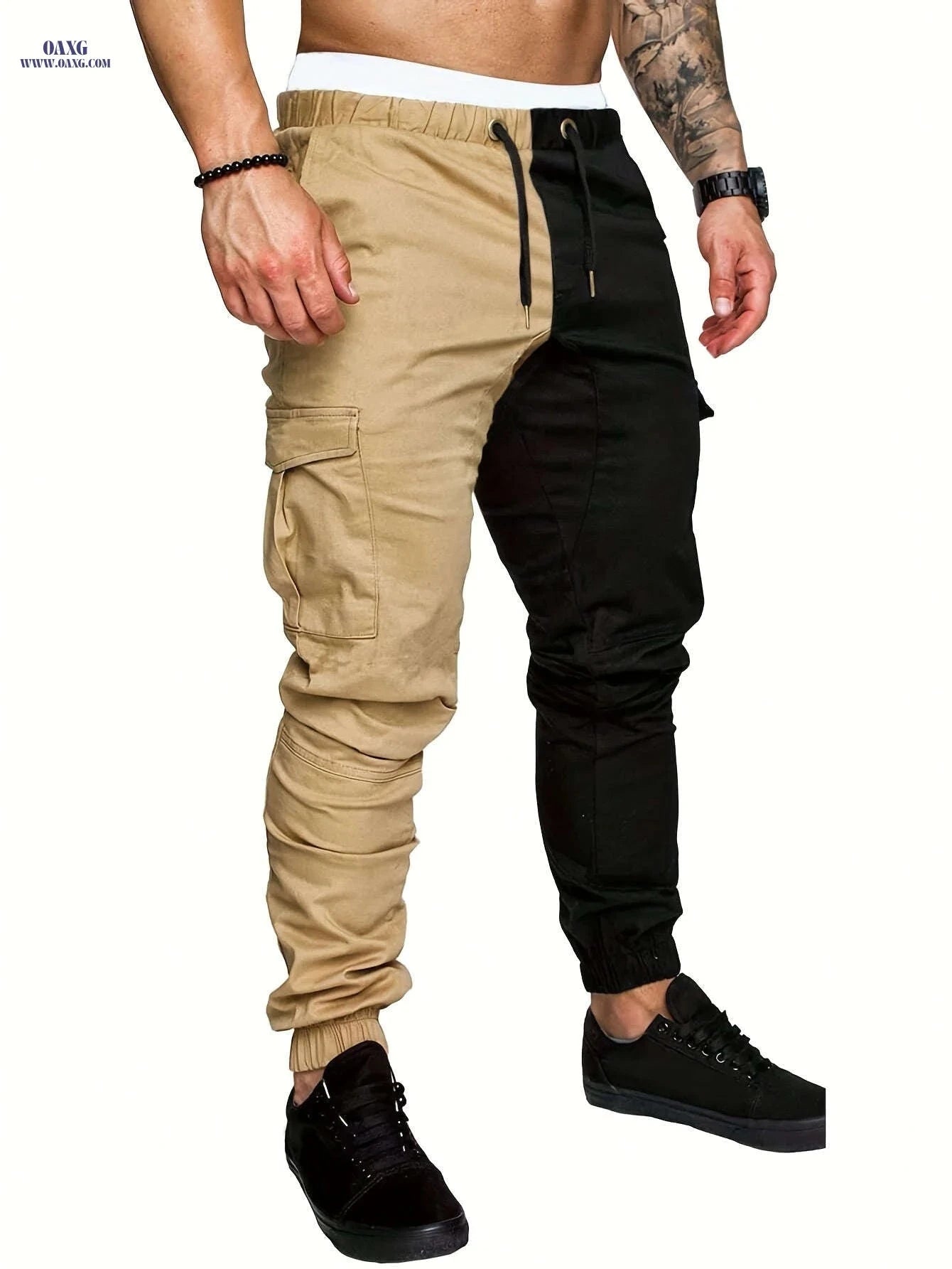 Men's Cotton Slim-Fit Cargo Pants - Breathable, Durable Drawstring Design   OAXG Black / FR S