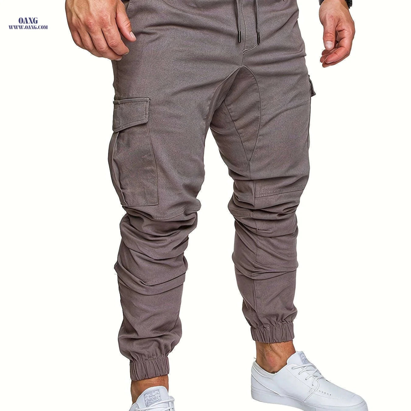 Men's Cotton Slim-Fit Cargo Pants - Breathable, Durable Drawstring Design   OAXG 