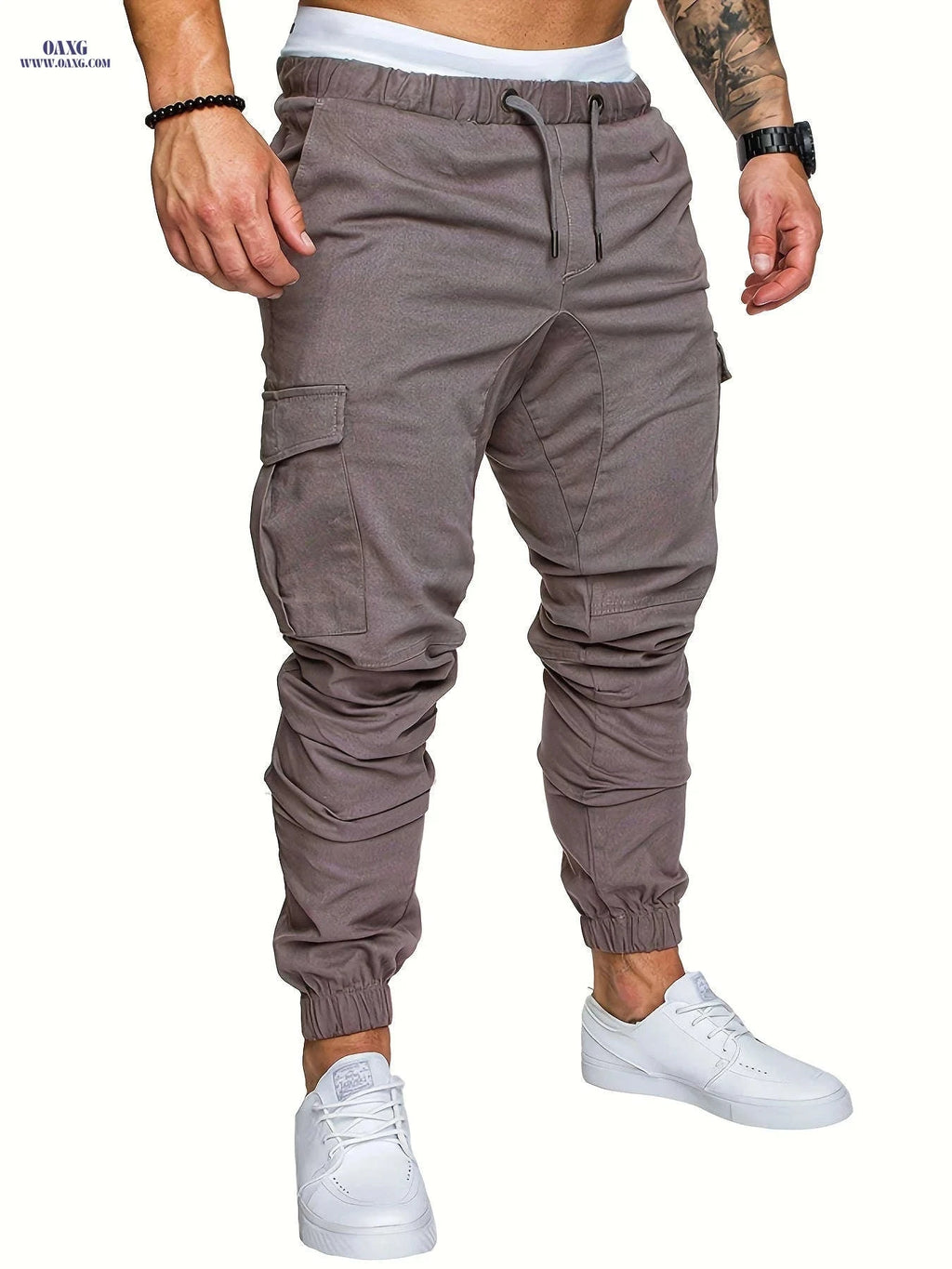 Men's Cotton Slim-Fit Cargo Pants - Breathable, Durable Drawstring Design   OAXG 