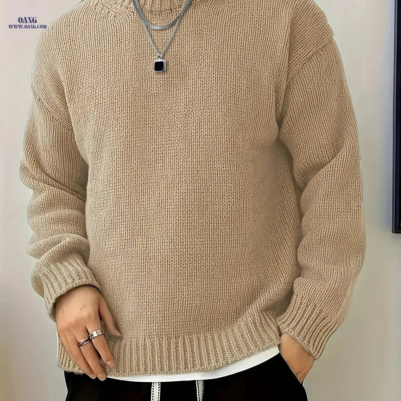 Men's Crew Neck Fashion Sweater - Stylish Casual Fall/Winter Knit   OAXG 
