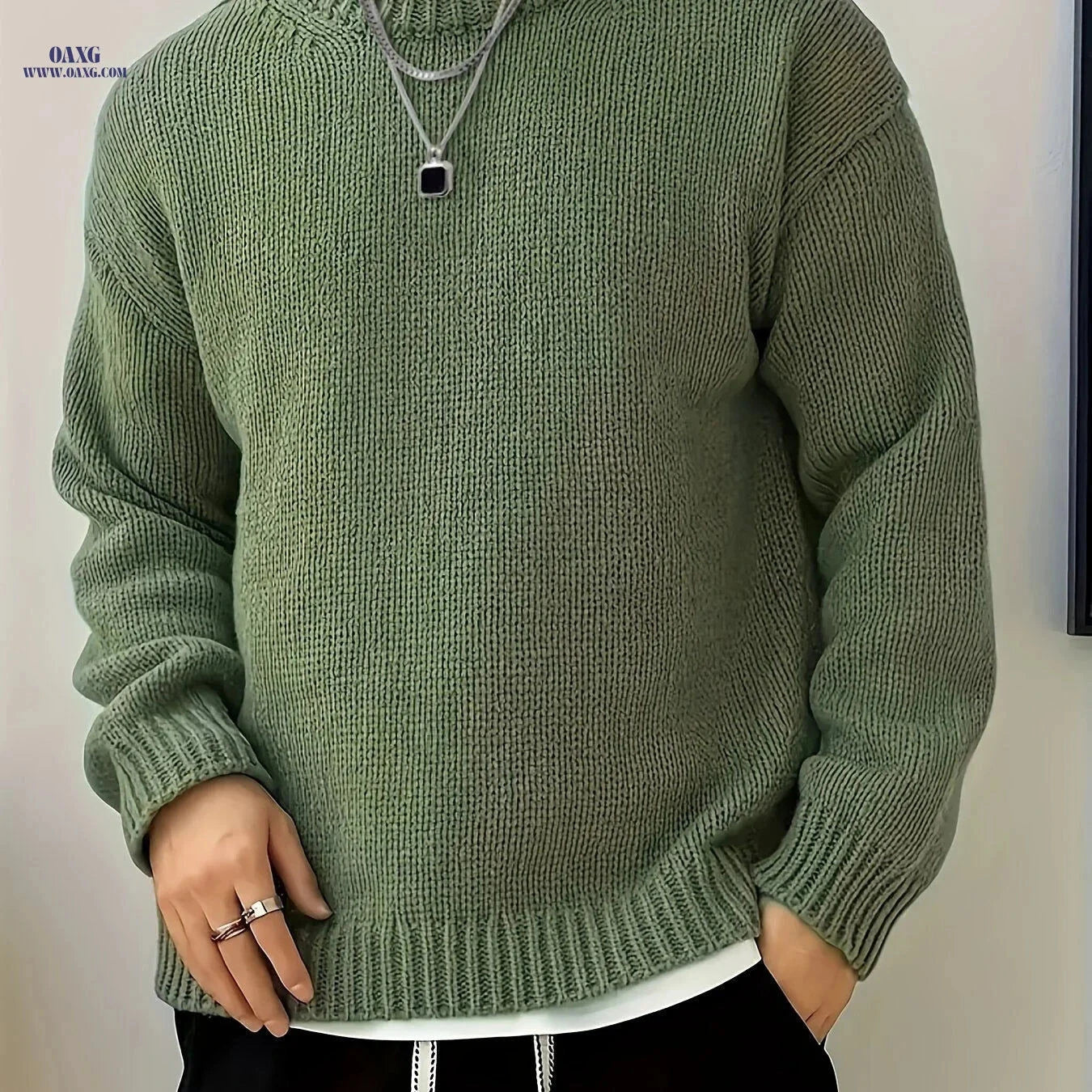 Men's Crew Neck Fashion Sweater - Stylish Casual Fall/Winter Knit   OAXG 