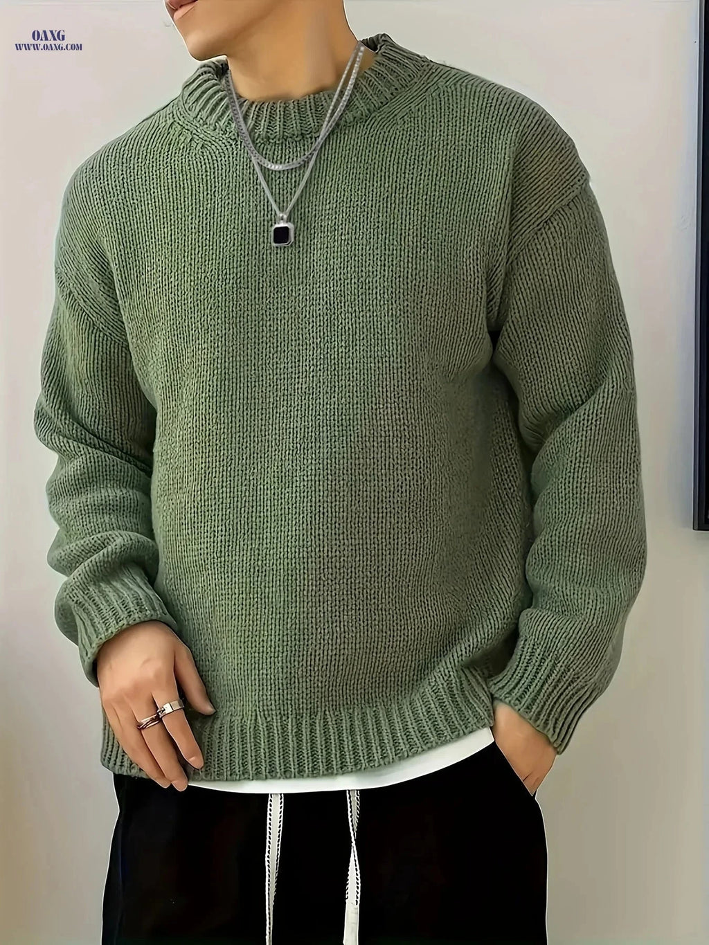 Men's Crew Neck Fashion Sweater - Stylish Casual Fall/Winter Knit   OAXG 