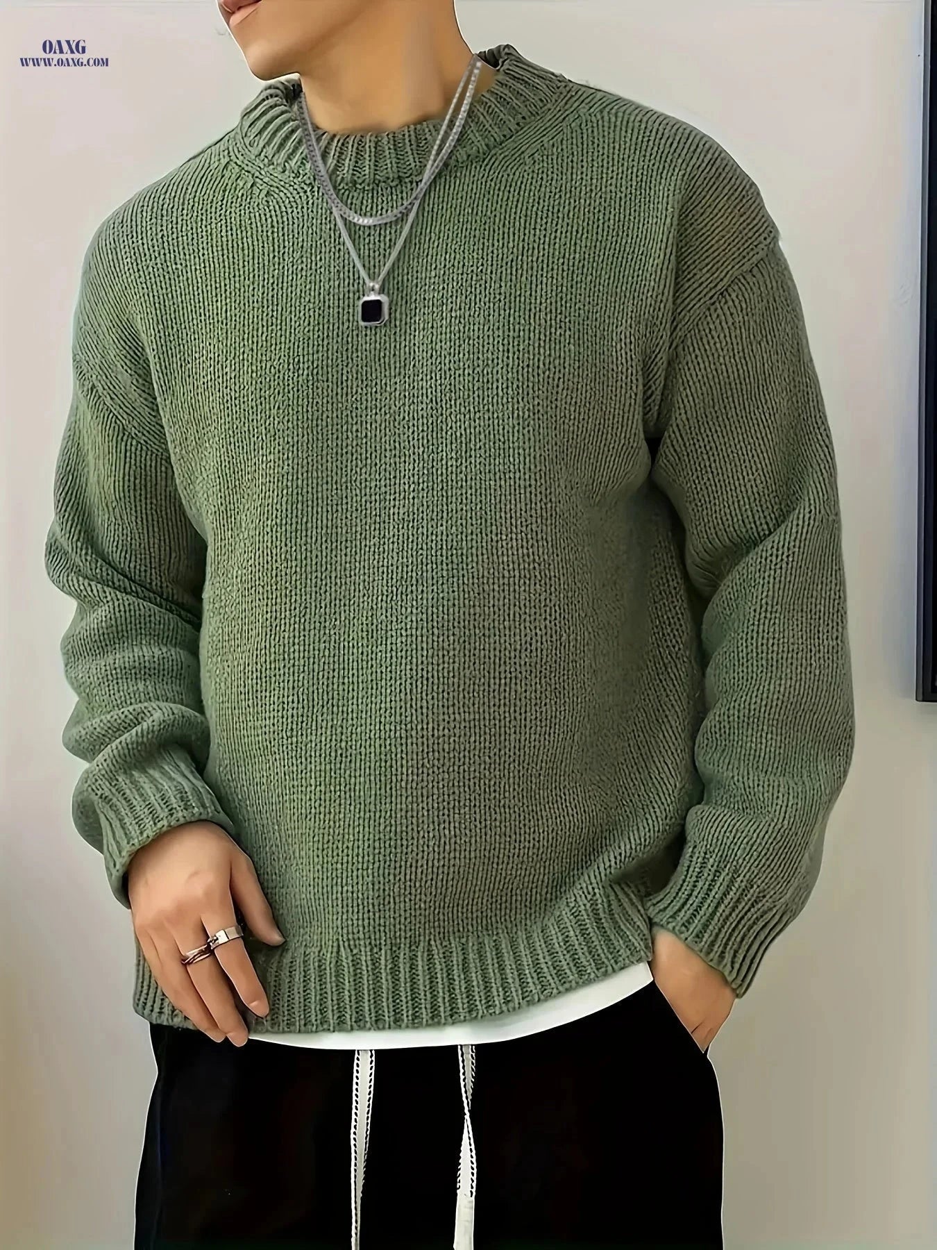Men's Crew Neck Fashion Sweater - Stylish Casual Fall/Winter Knit   OAXG 