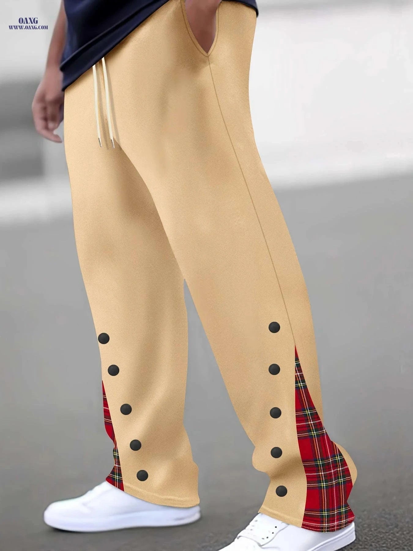 Men's Cuffed Trousers - Stylish Casual Pants, Slight Stretch Fit   OAXG 