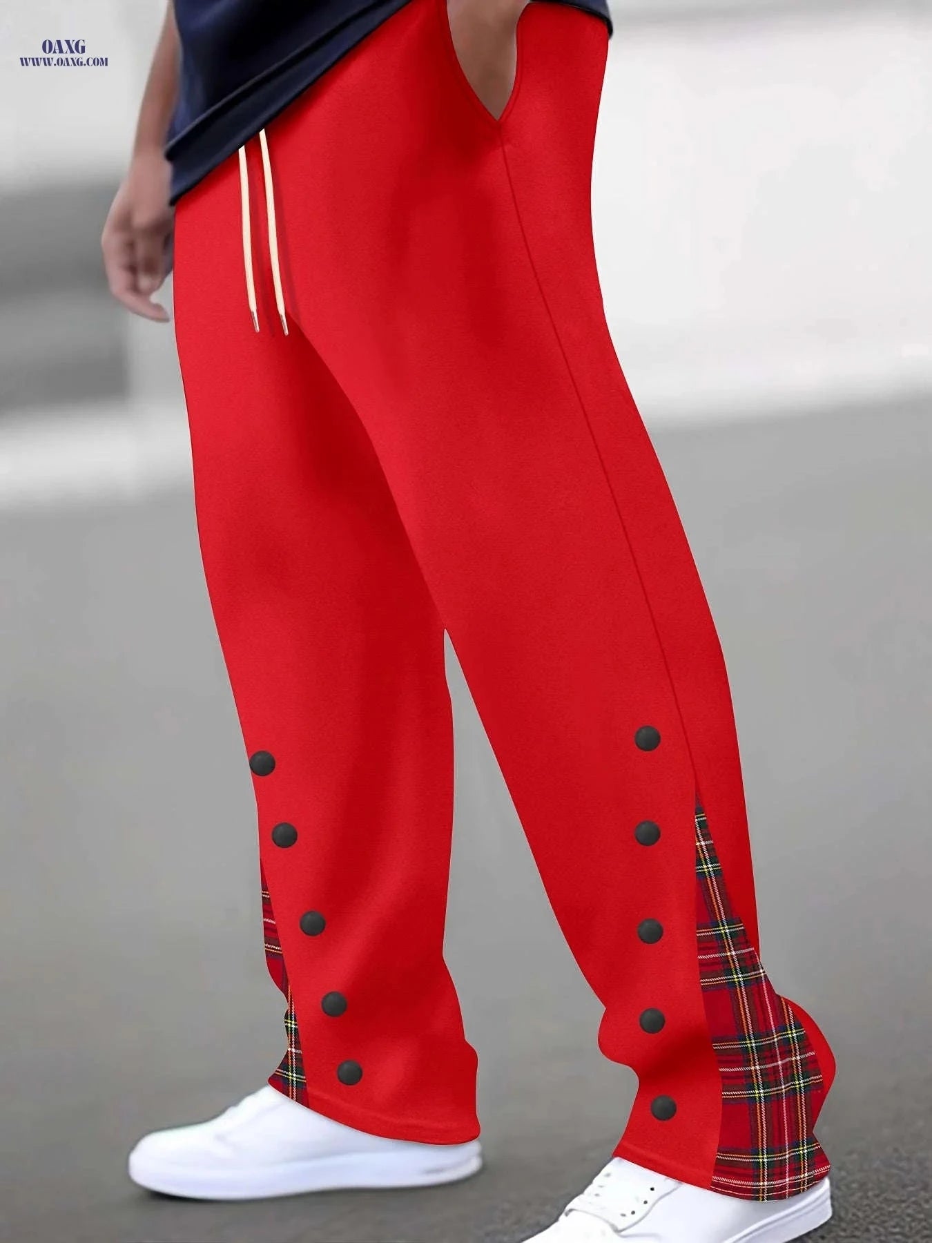 Men's Cuffed Trousers - Stylish Casual Pants, Slight Stretch Fit   OAXG 