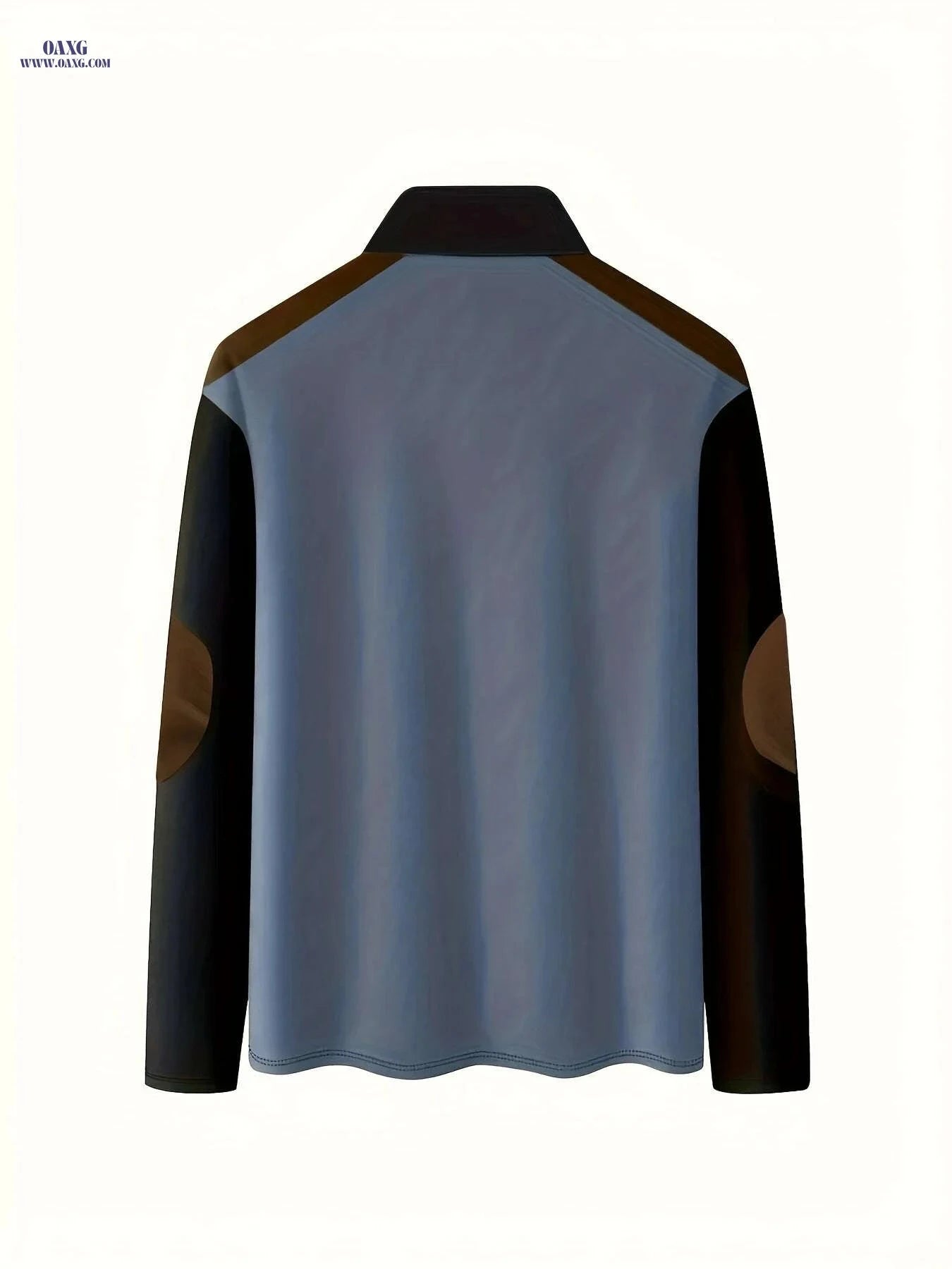 Men's Deer Print Golf Shirt - Casual Long Sleeve, Two-Tone Color   OAXG Rust / M