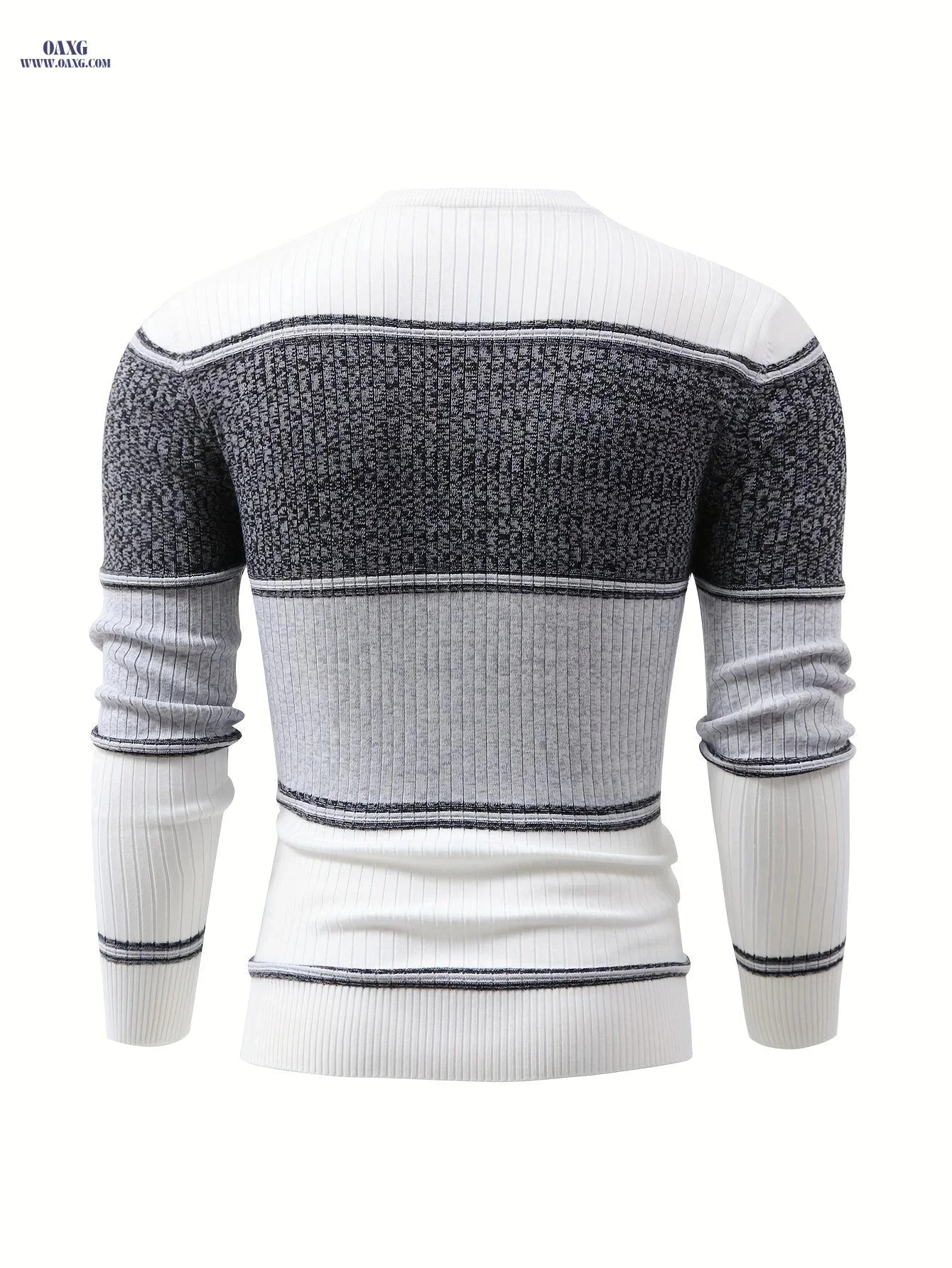 Men's Diamond Color-Block Knit Pullover Sweater - Casual Fall Style   OAXG White / FR S
