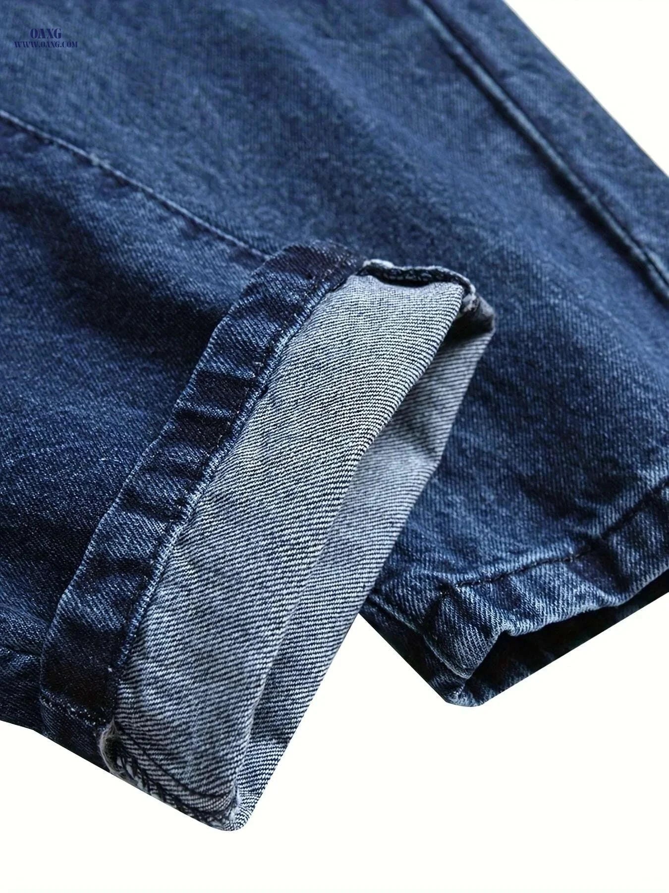 Men's Distressed Ripped Faux Denim Pants - Slim Fit Blue Style   OAXG Navy Blue / 30