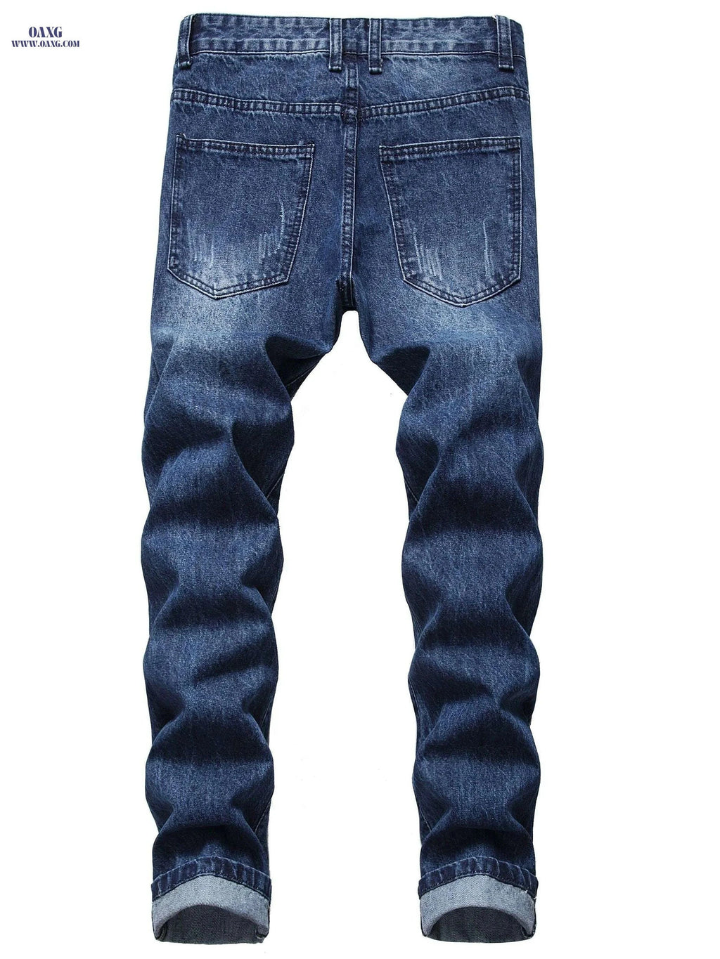 Men's Distressed Ripped Faux Denim Pants - Slim Fit Blue Style   OAXG Navy Blue / 30