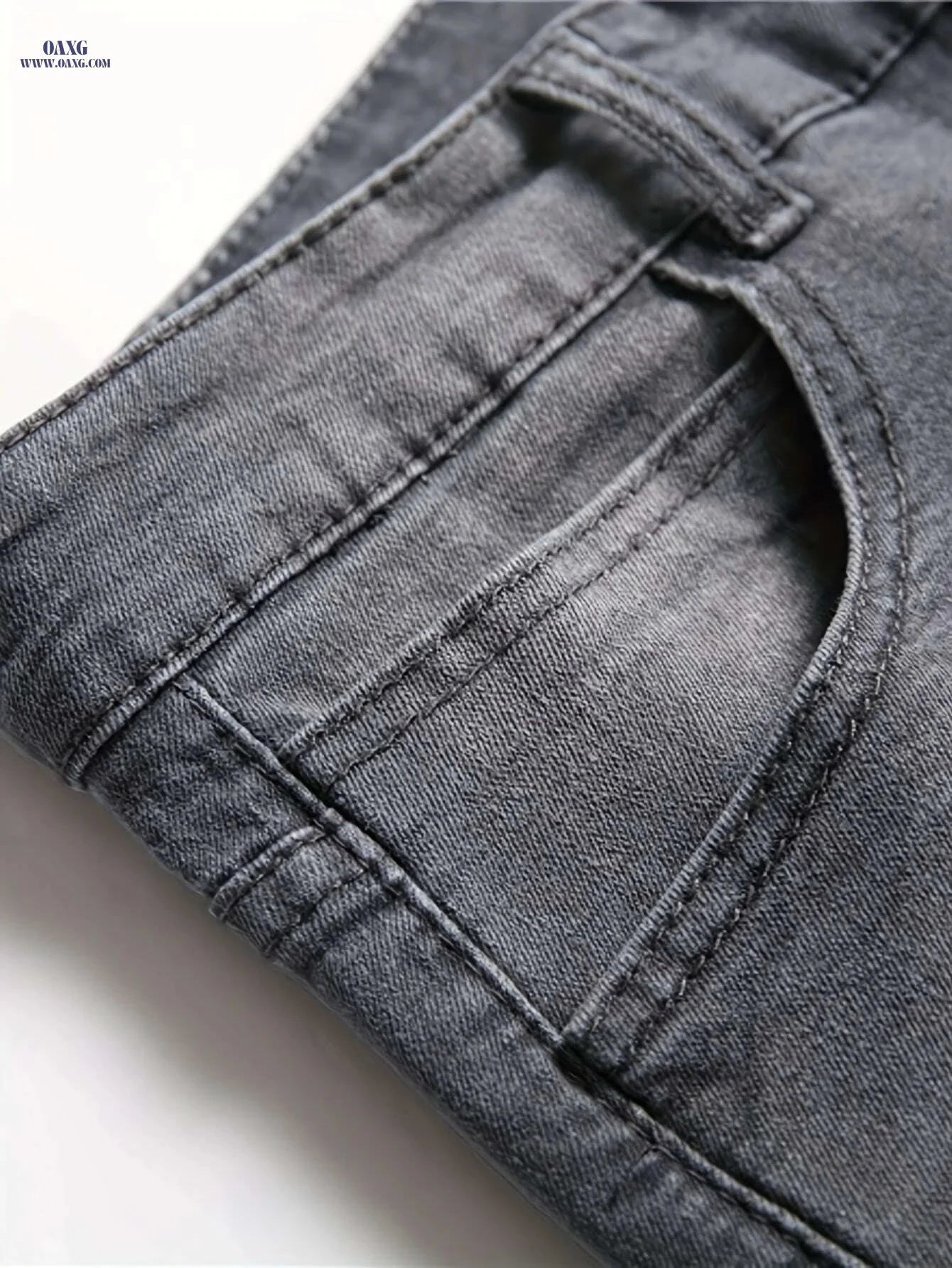 Men's Distressed Skinny Jeans - Comfort-Fit Gray for Casual Style   OAXG 