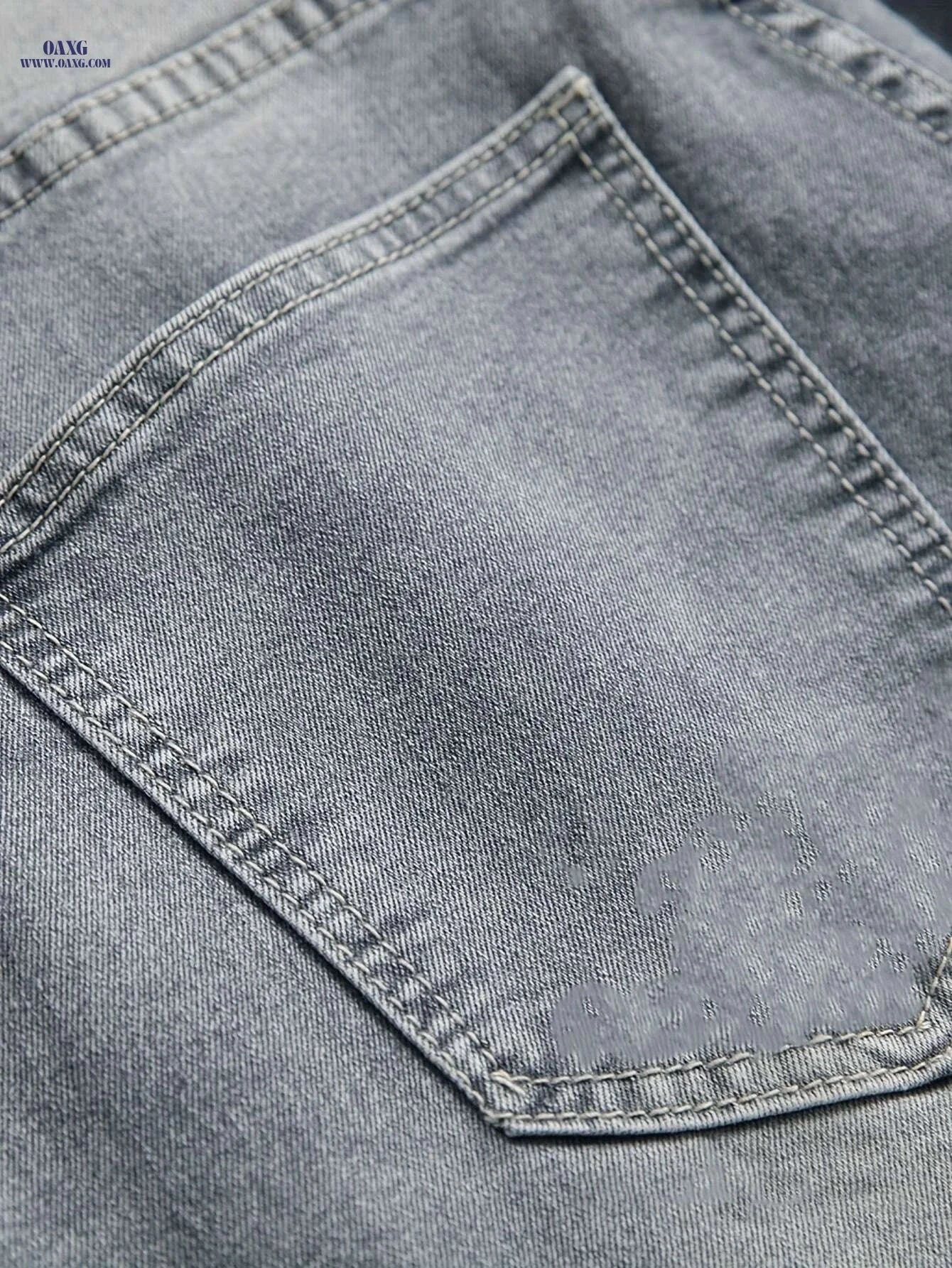 Men's Distressed Skinny Jeans - Comfort-Fit Gray for Casual Style   OAXG grey / XS